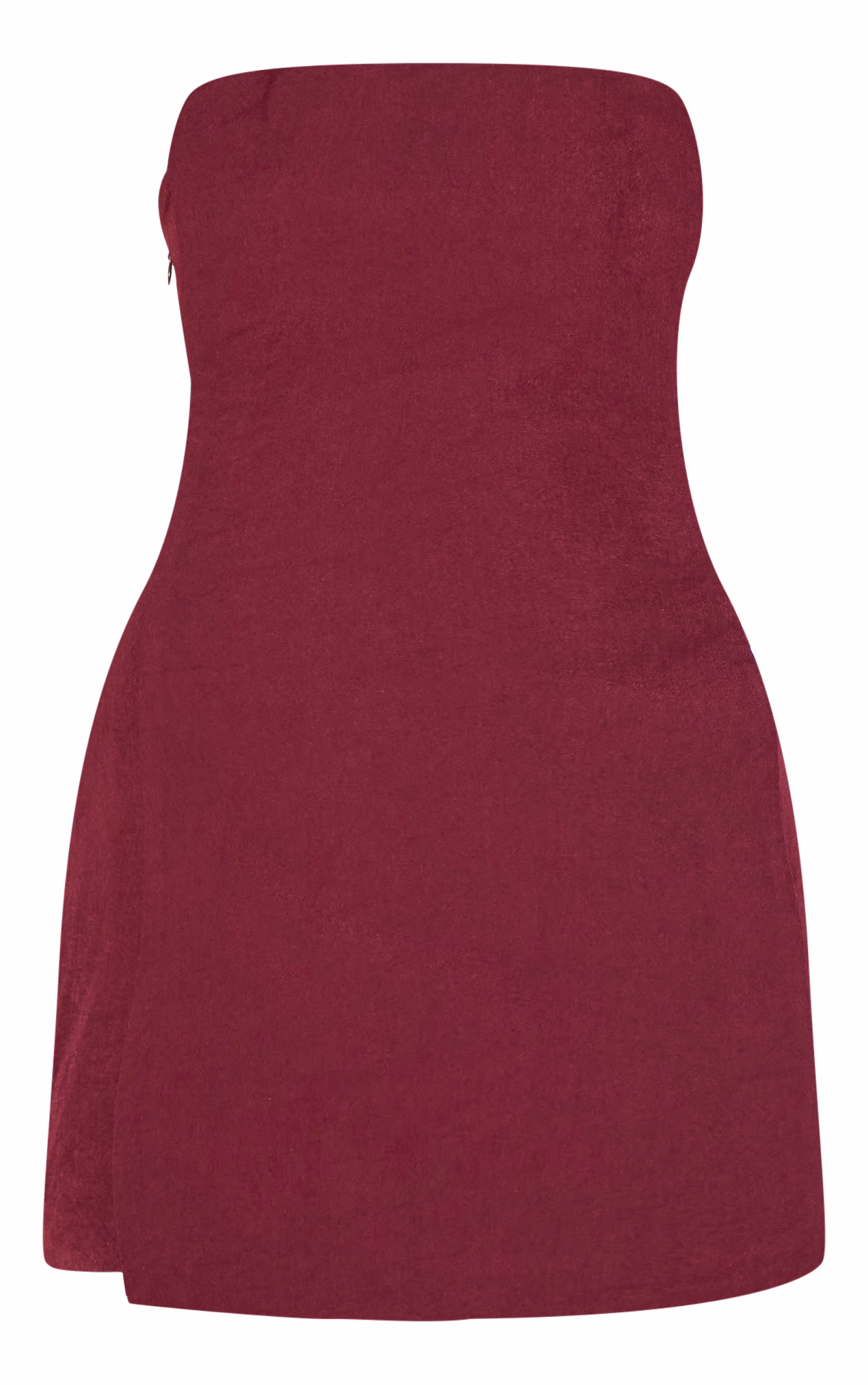 Wine Woven Panel Detail Bandeau Mini Dress