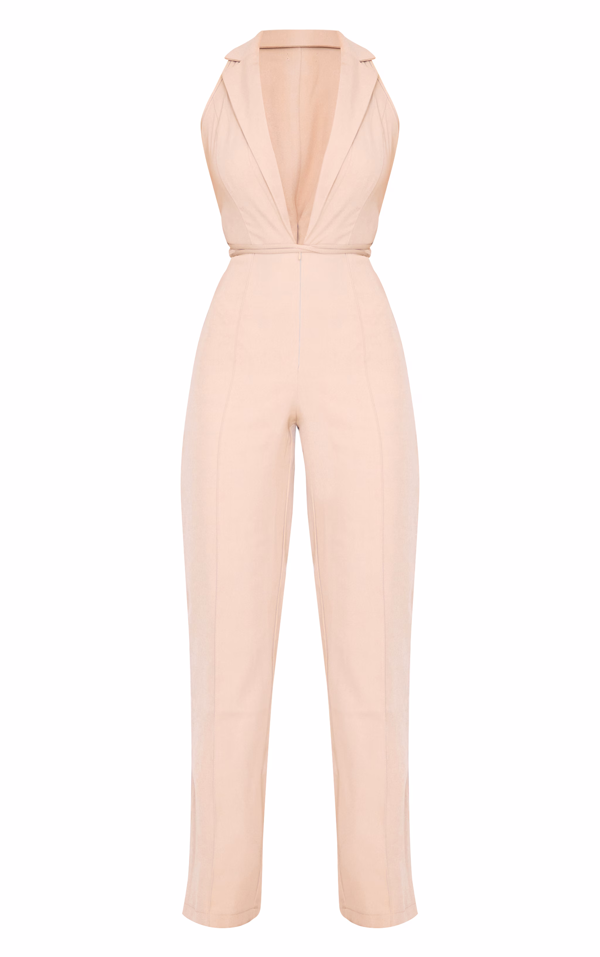 Stone Tailored Woven Vest Lace Up Detail Jumpsuit