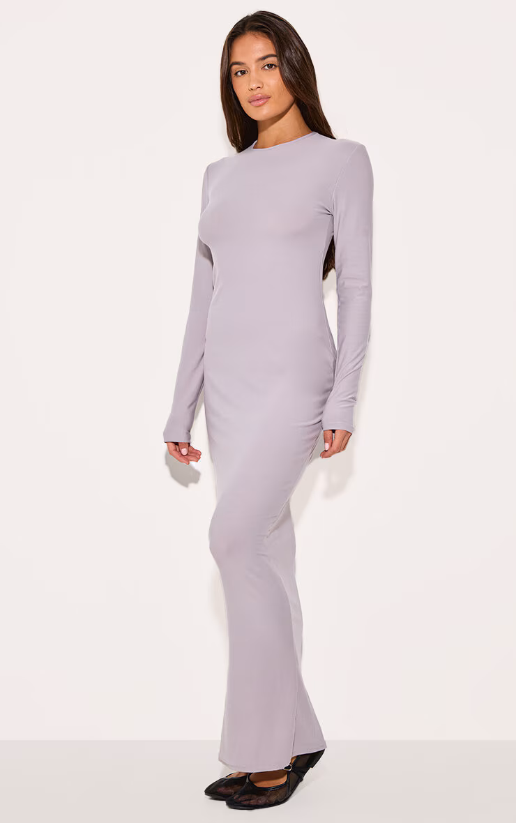 Light Grey Soft Touch Long Sleeve Maxi Dress