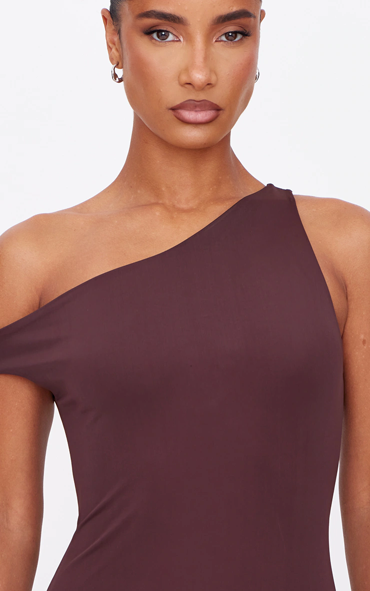 Chocolate Matte Asymmetric Mini Dress