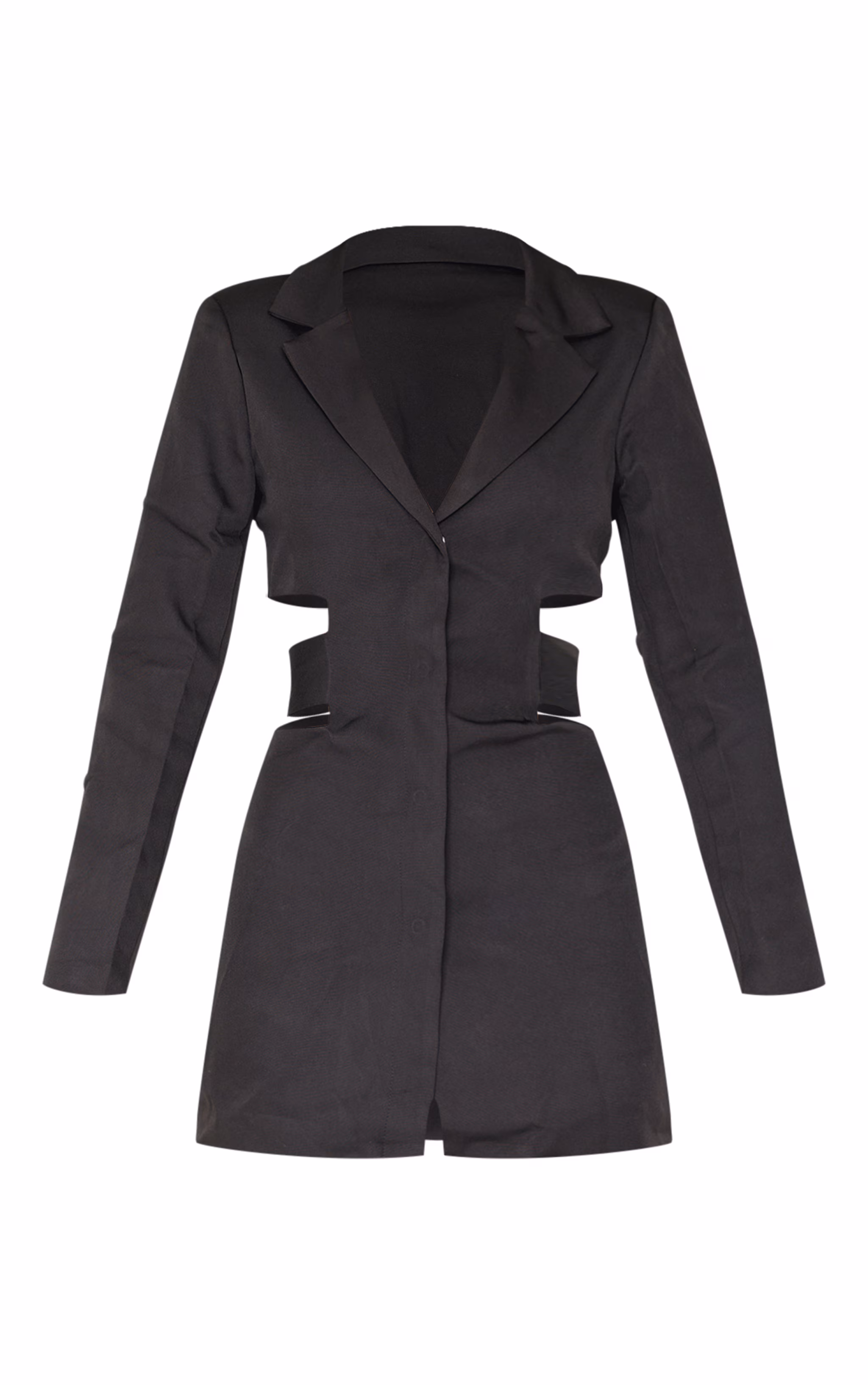 Black Woven Cut Out Tie Back Blazer Dress