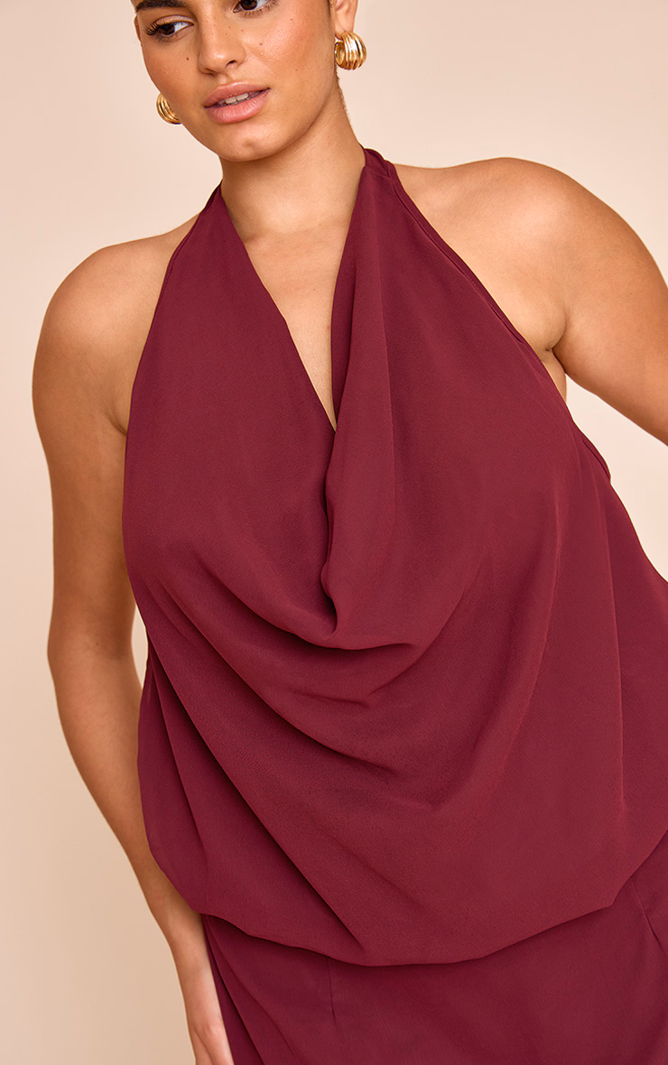 Plus Plum Chiffon Cowl Neck Maxi Dress