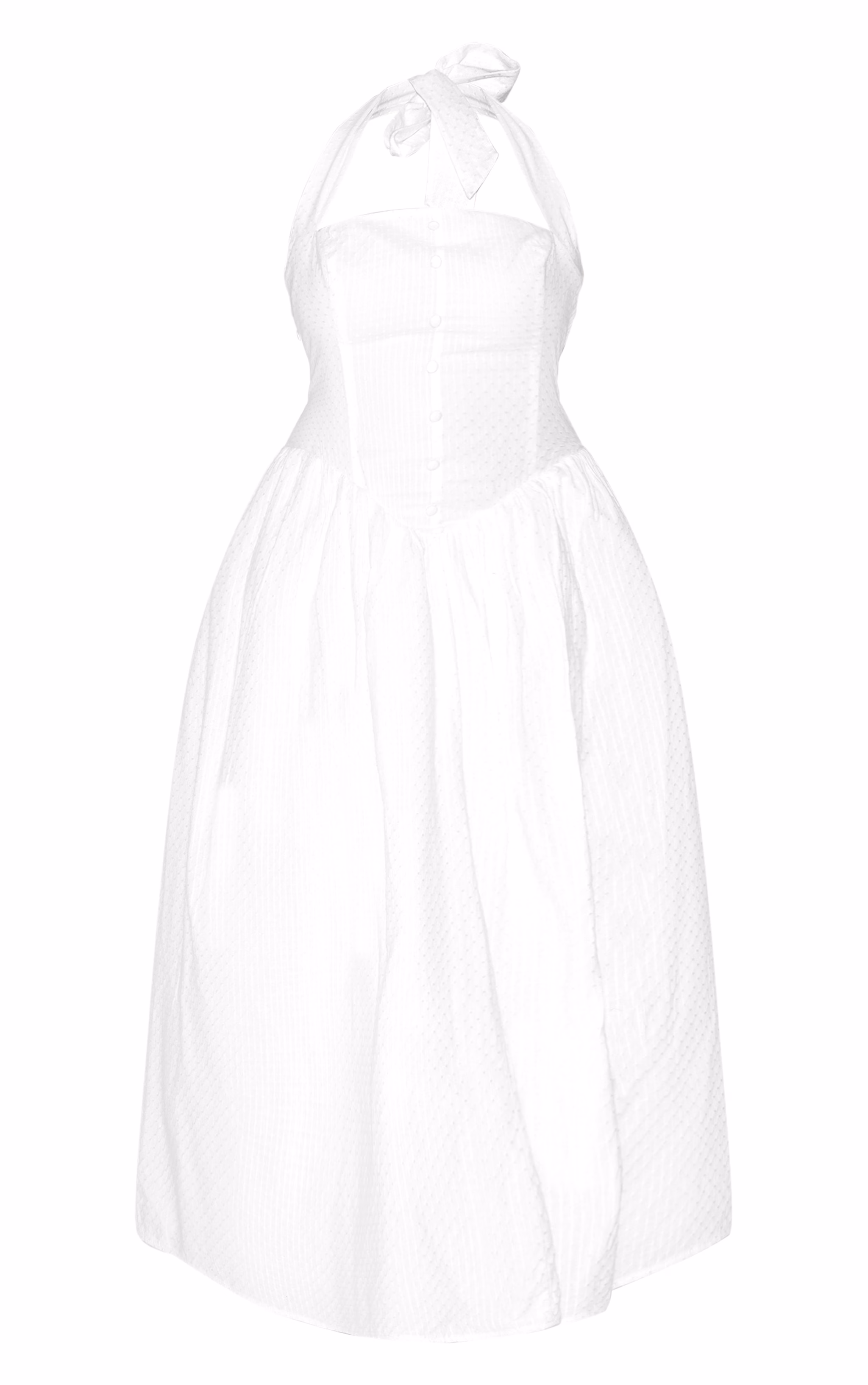 Plus White Embroidered Cotton Halterneck Midaxi Dress