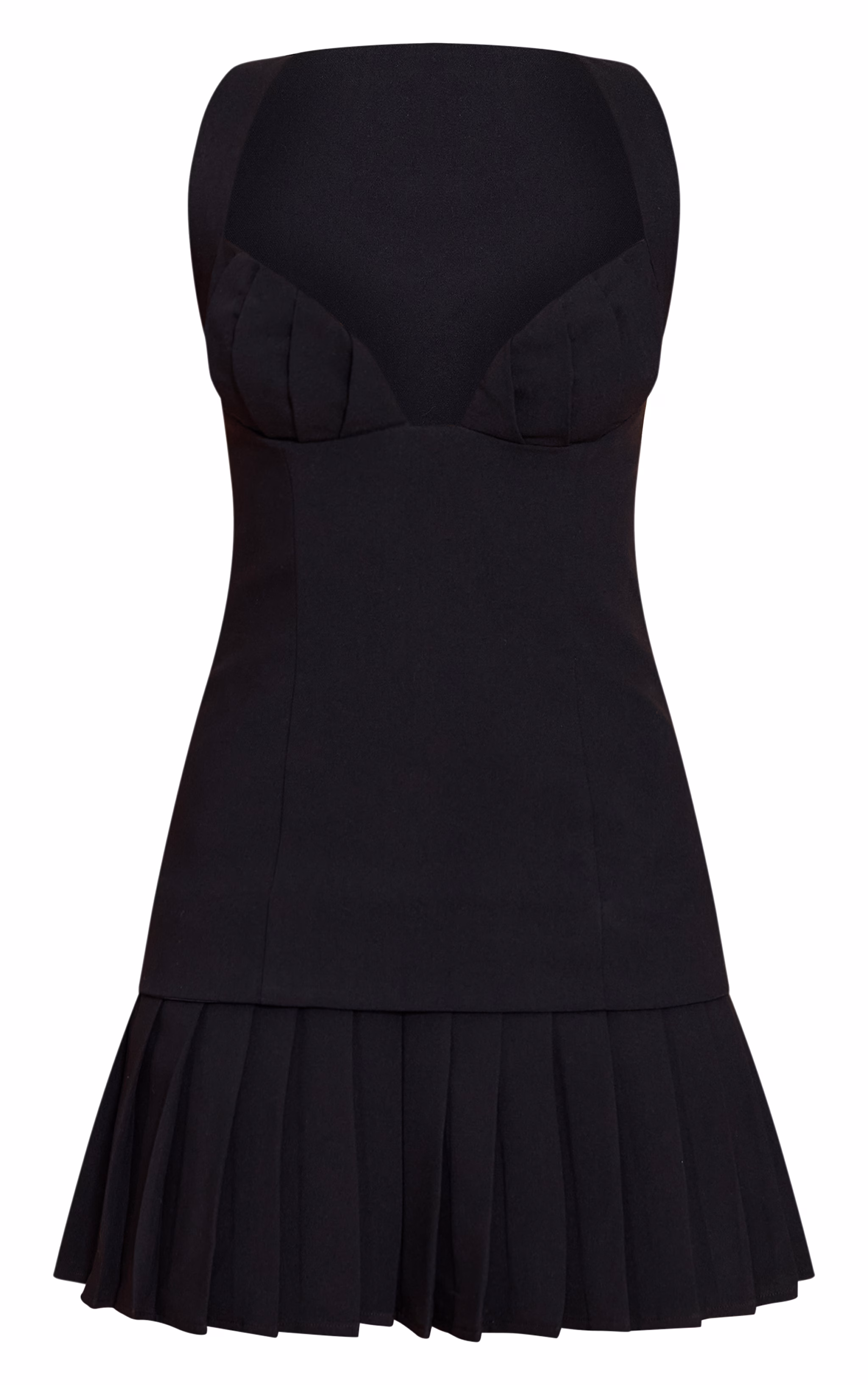 Black Plt Label Tailored Pleated Bust Bodycon Dress