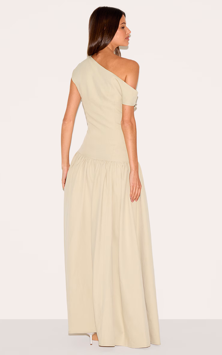 Clay Tailored Asymmetric Gathered Maxi Dress