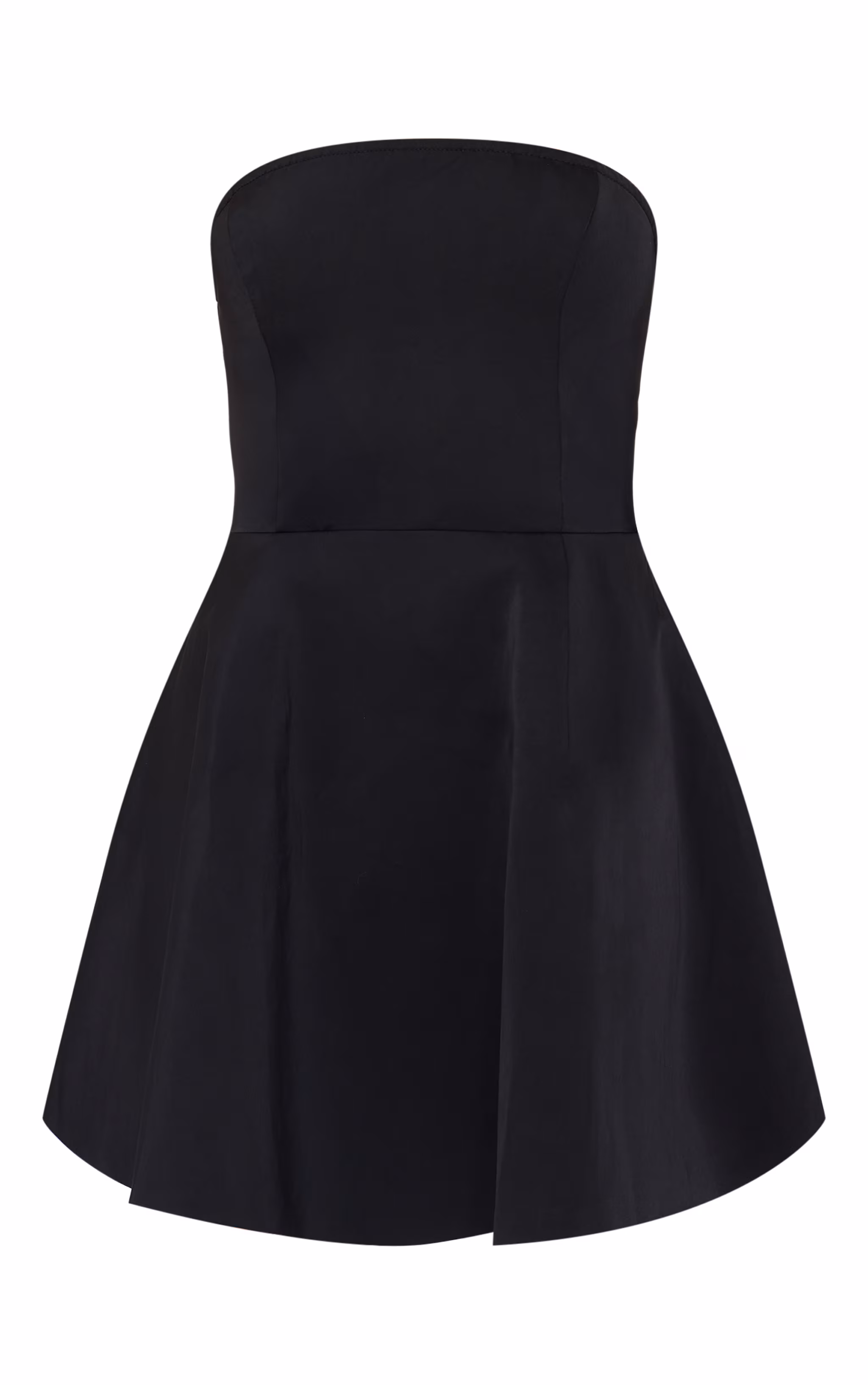 Black Satin Bandeau Bow Back Shift Dress
