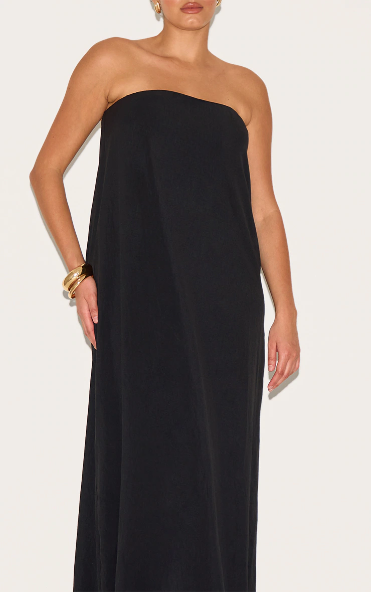 Plus Black Floaty Woven Bandeau Maxi Dress