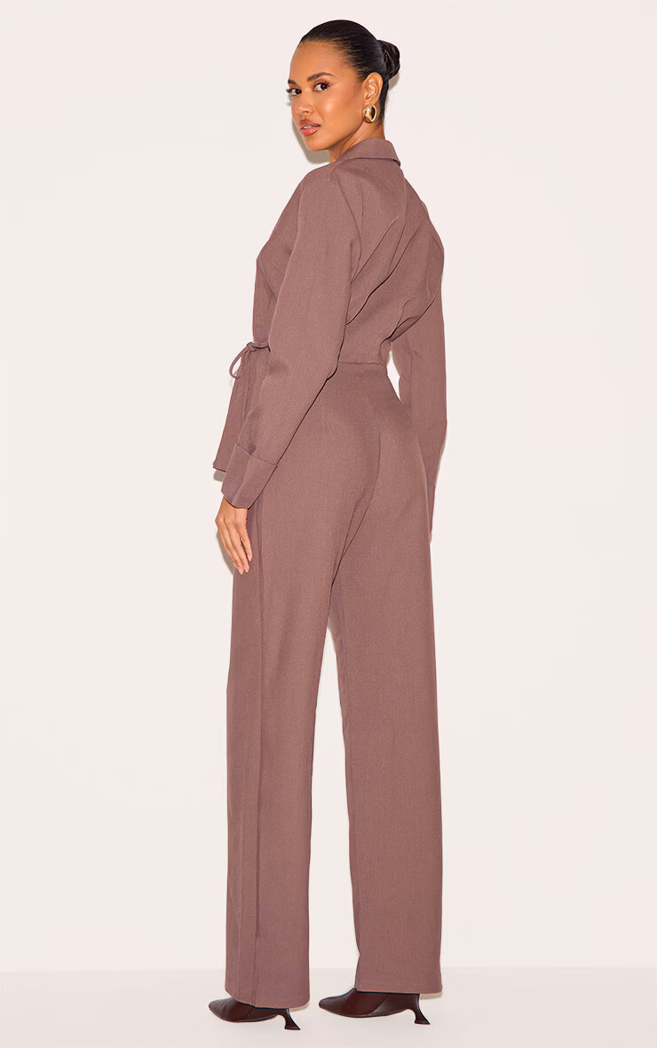 Mushroom Premium Woven Tie Side Blazer Jumpsuit