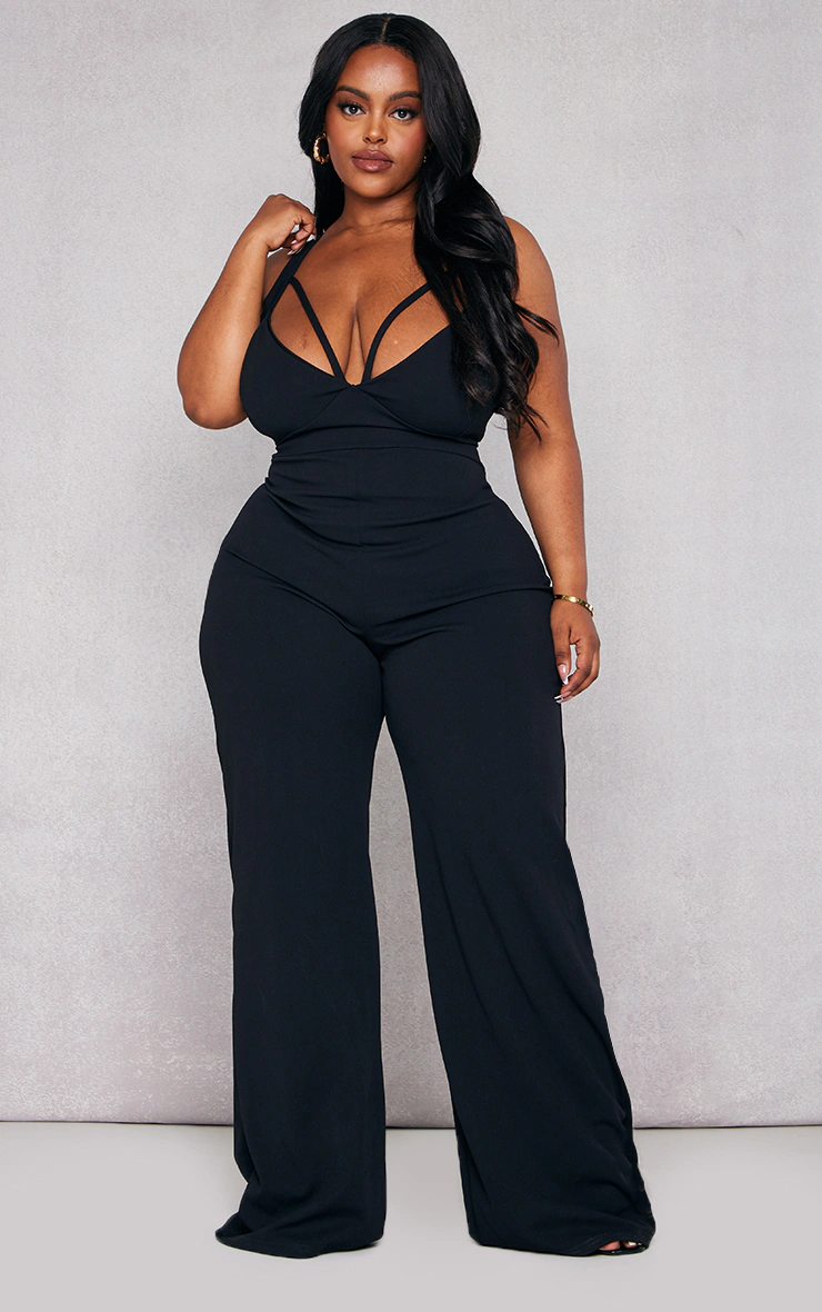 Plus Black Strap Detail Jumpsuit