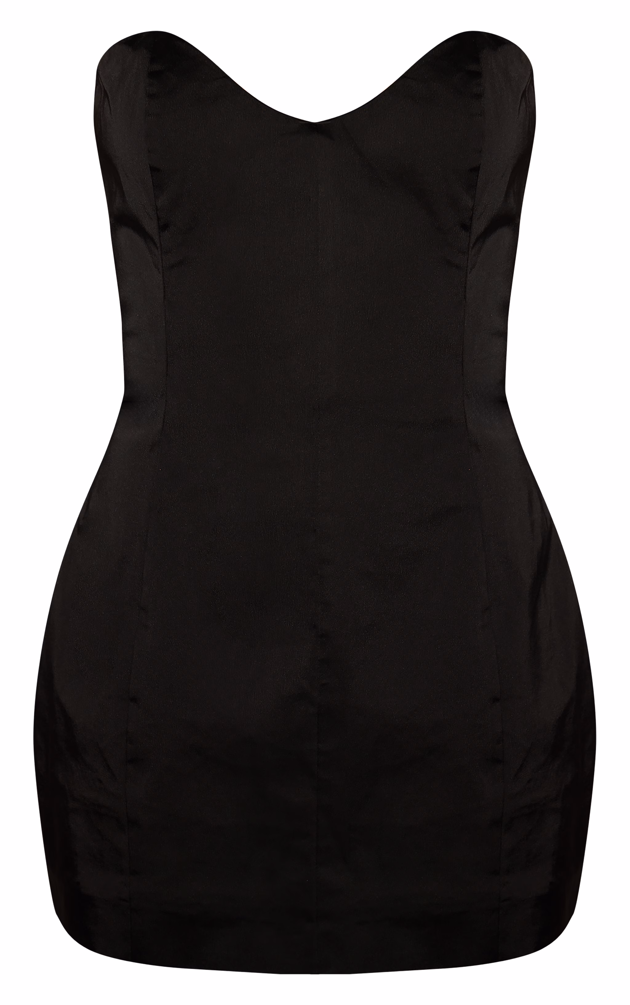 Black Satin Sweetheart Neckline Mini Dress