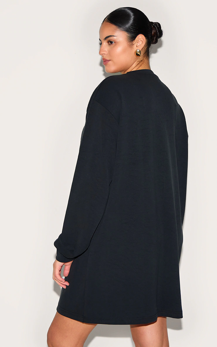 Plus Black Modal Long Sleeve Sweatshirt Dress
