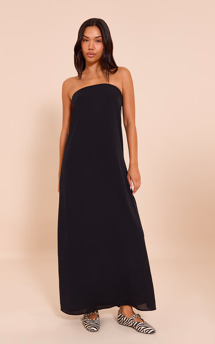 Black Bandeau Column Maxi Dress
