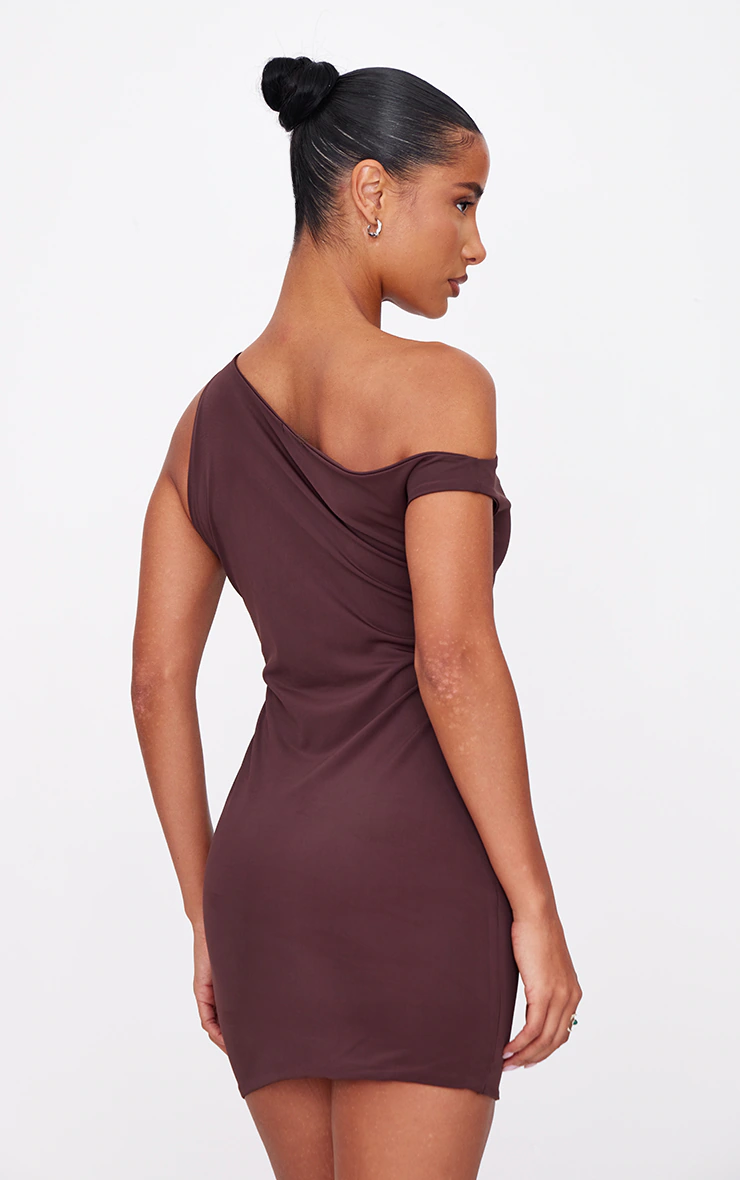 Chocolate Matte Asymmetric Mini Dress