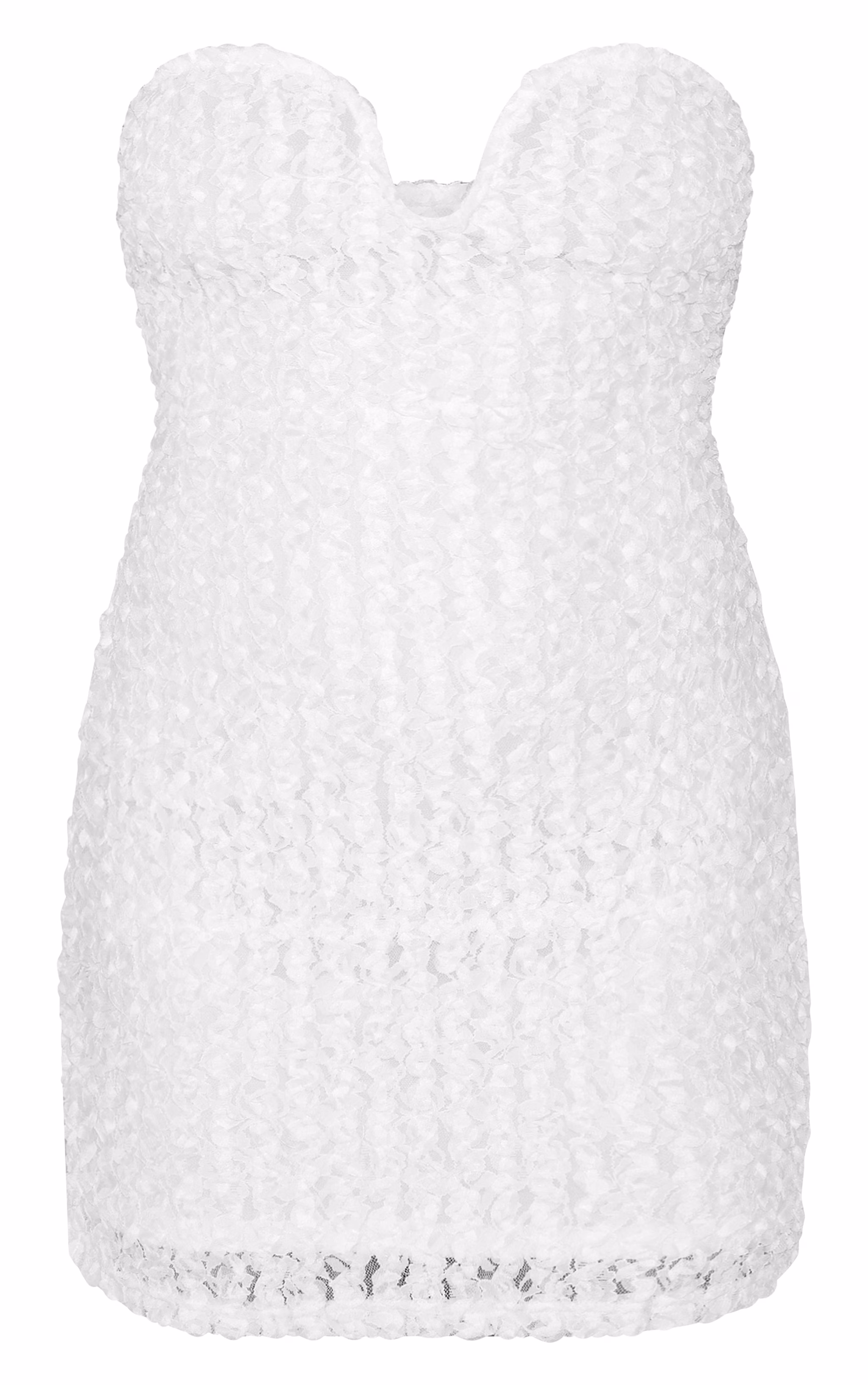 Plus White Texured Wired Bandeau Mini Dress