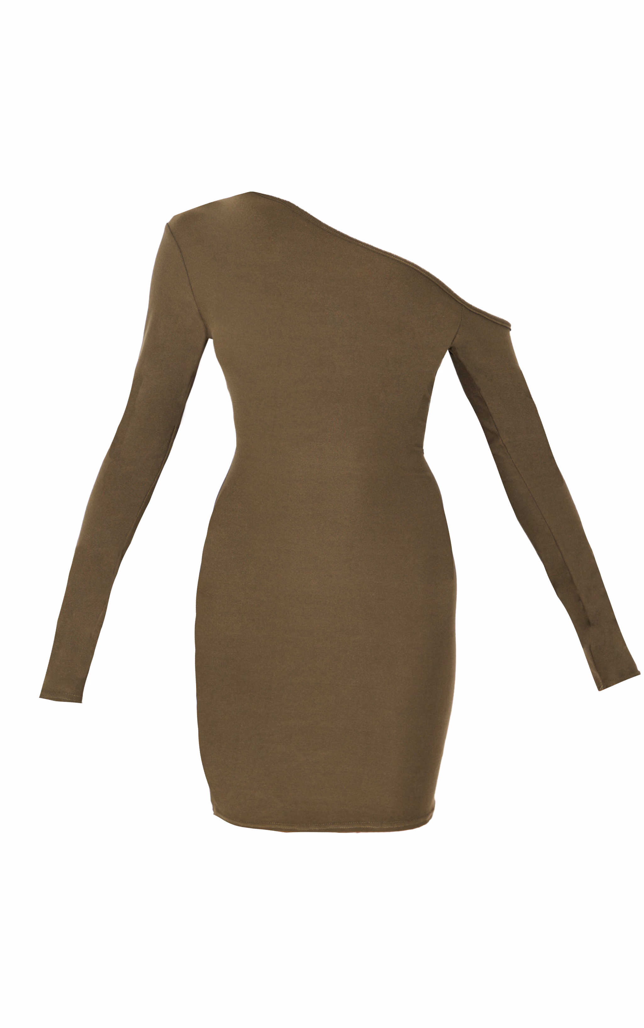 Khaki Soft Touch Asymmetric Bodycon Dress