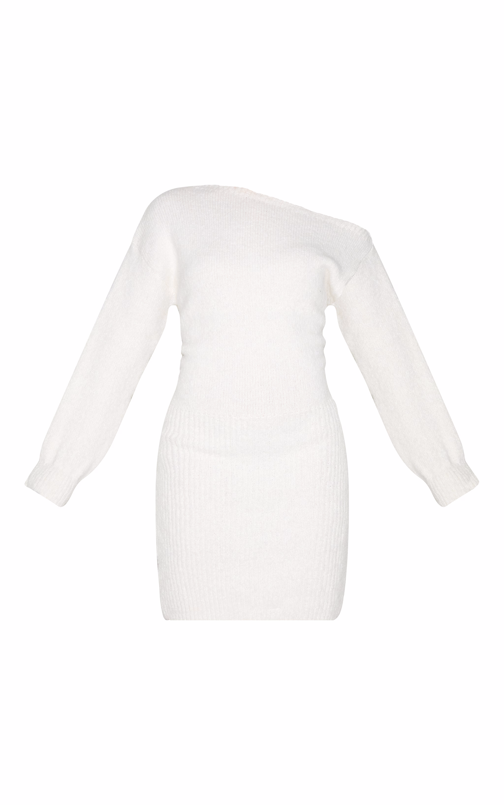 Petite Cream Knit Asymmetric Mini Dress