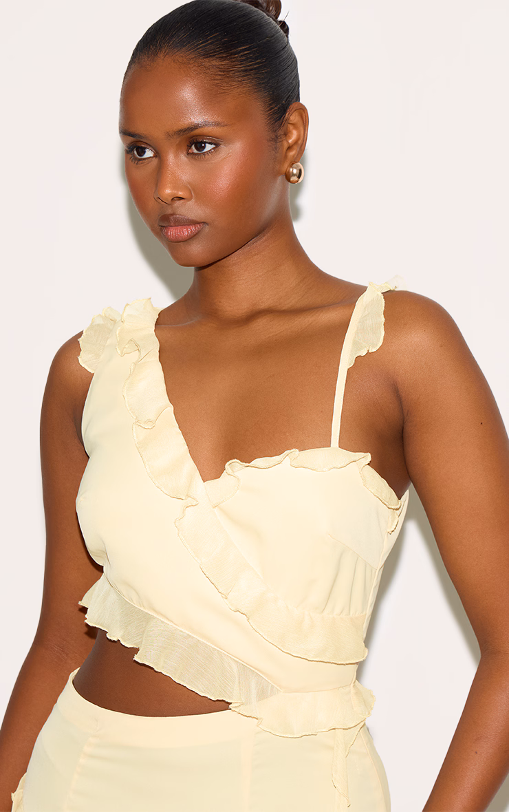Butter Cream Chiffon Frill Cut Out Maxi Dress