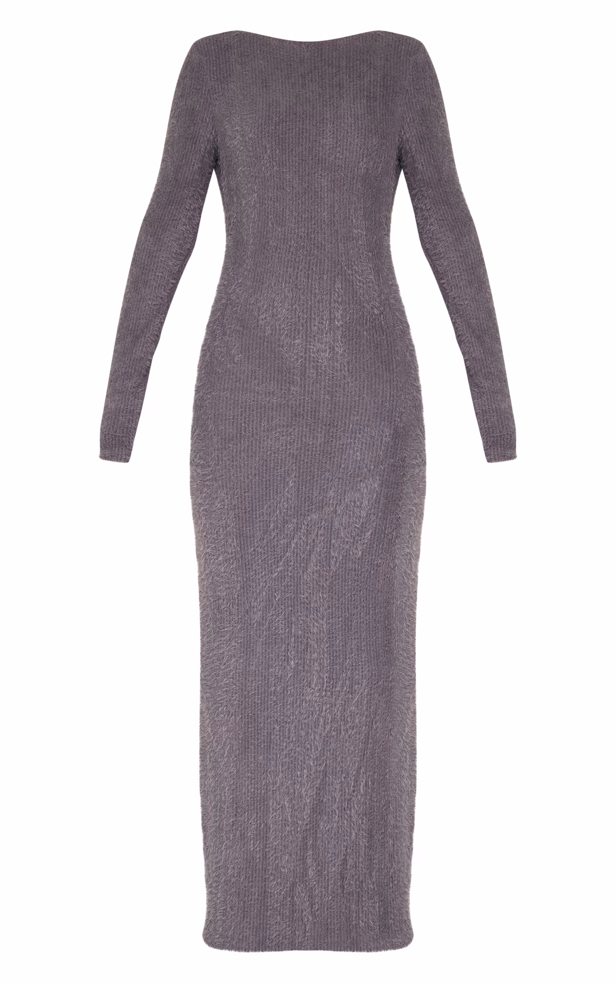 Charcoal Fluffy Scoop Back Maxi Dress
