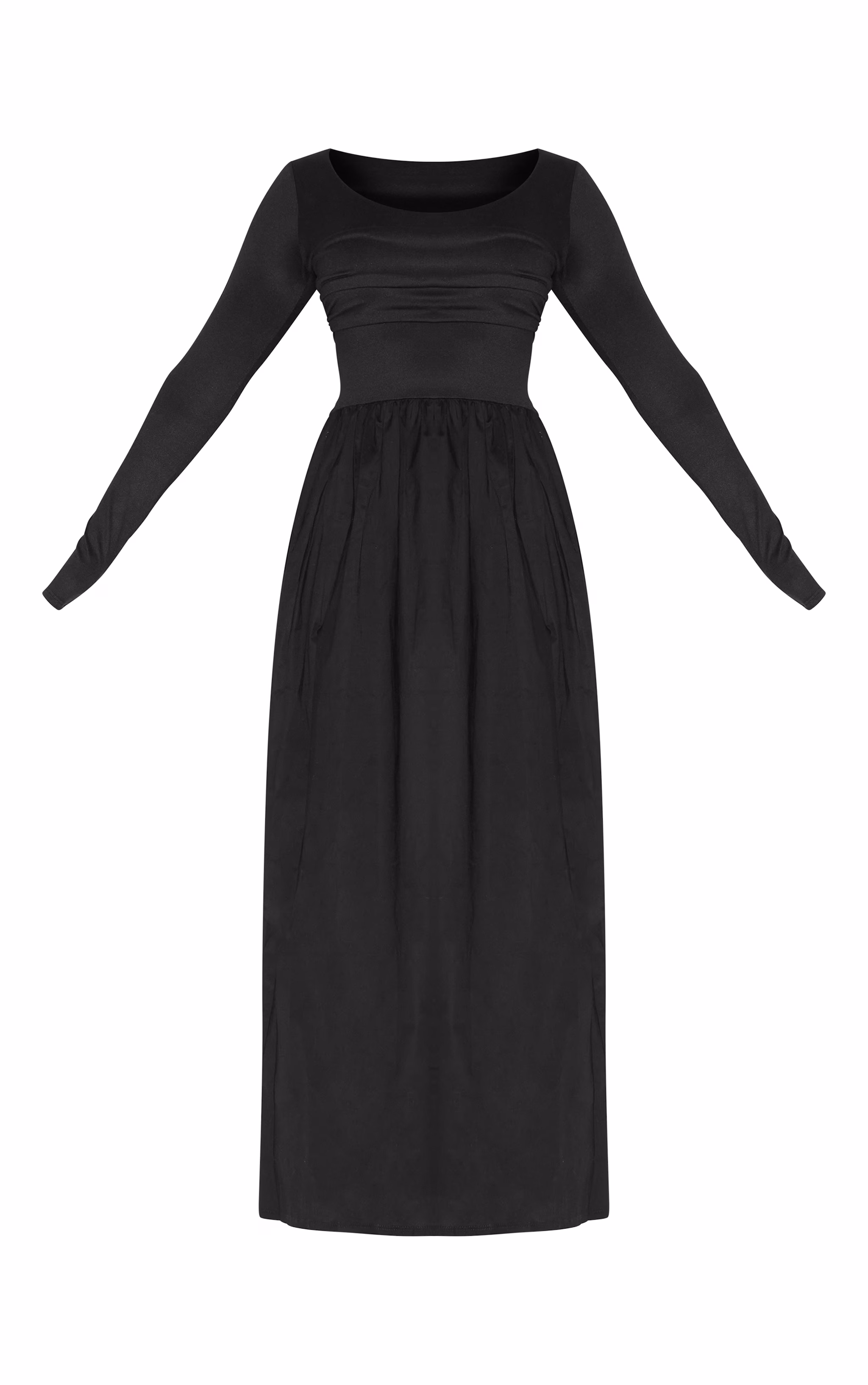 Shape Black Scoop Neck Ruched Bust Maxi Shift Dress