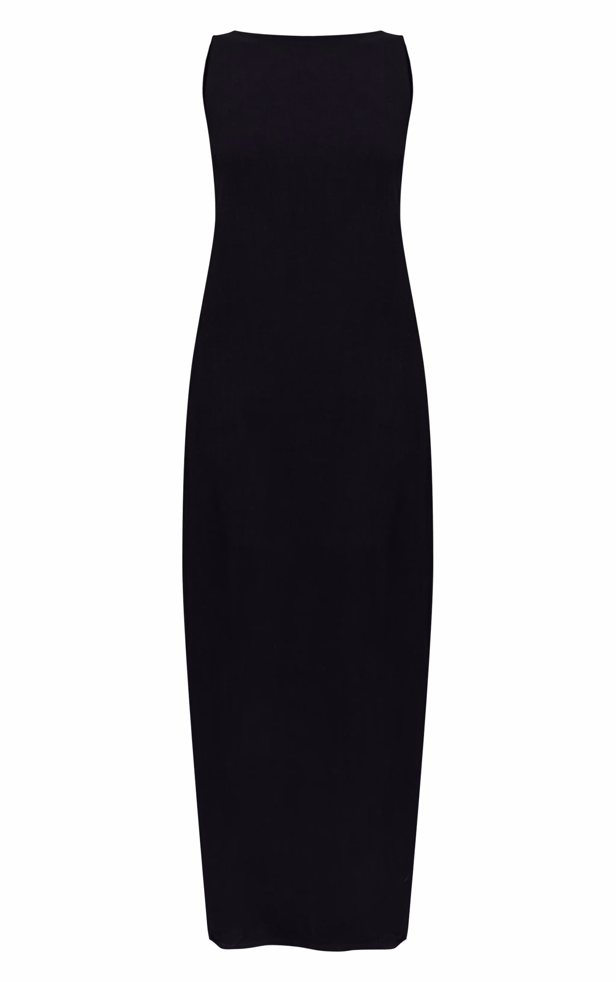 Black Textured Boat Neck Low Back Maxi Dress