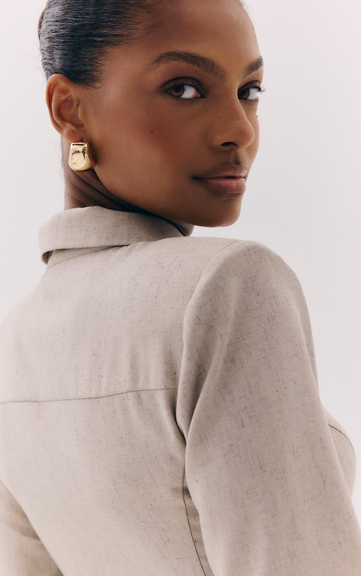 Light Grey Button Up Pleated Hem Shirt Dress