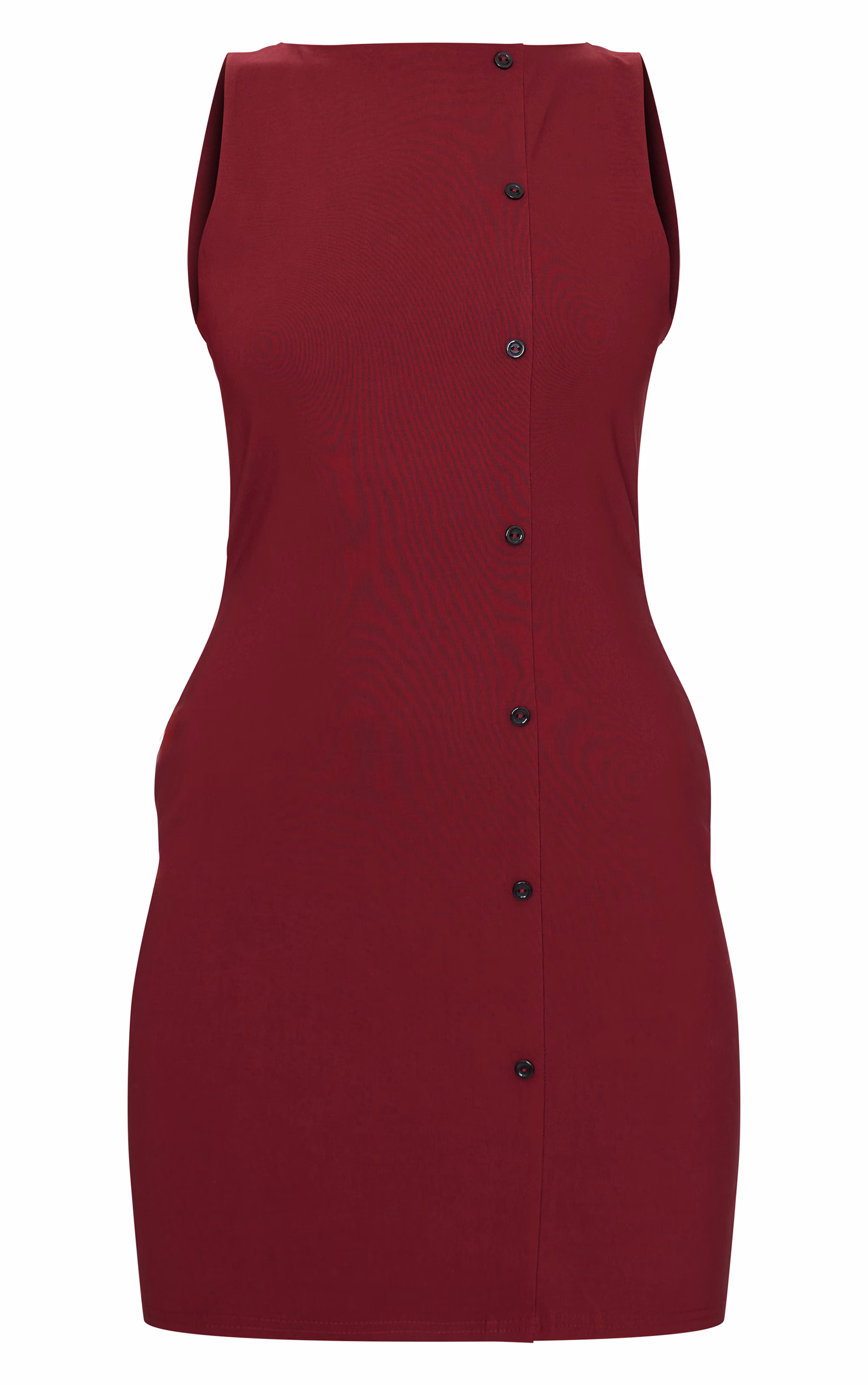 Burgundy Stretch Woven Button Down Shift Dress