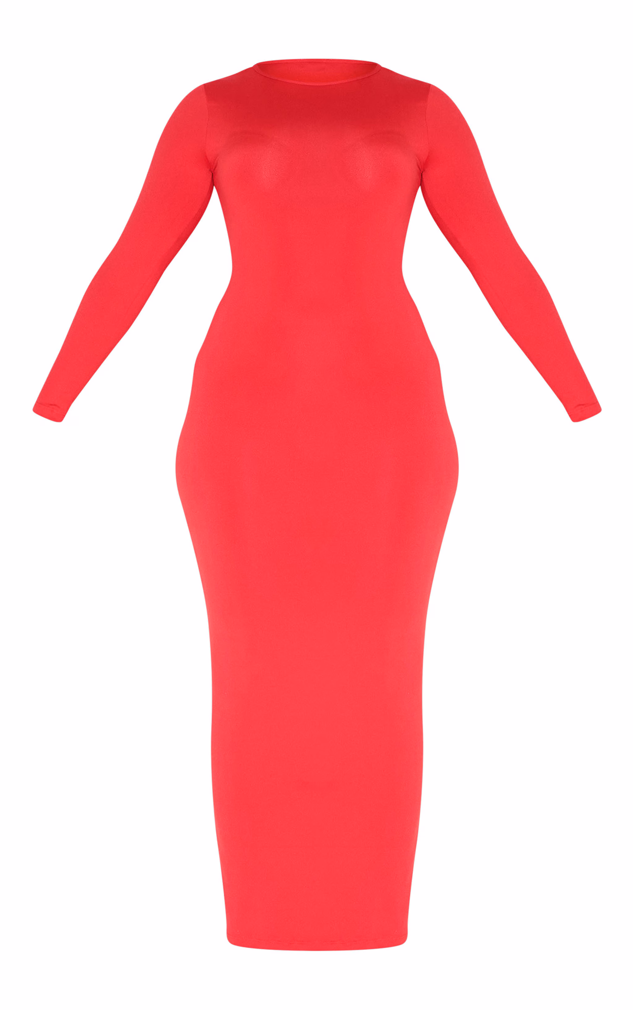 Shape Red Sculpted Long Sleeve Maxi Dress