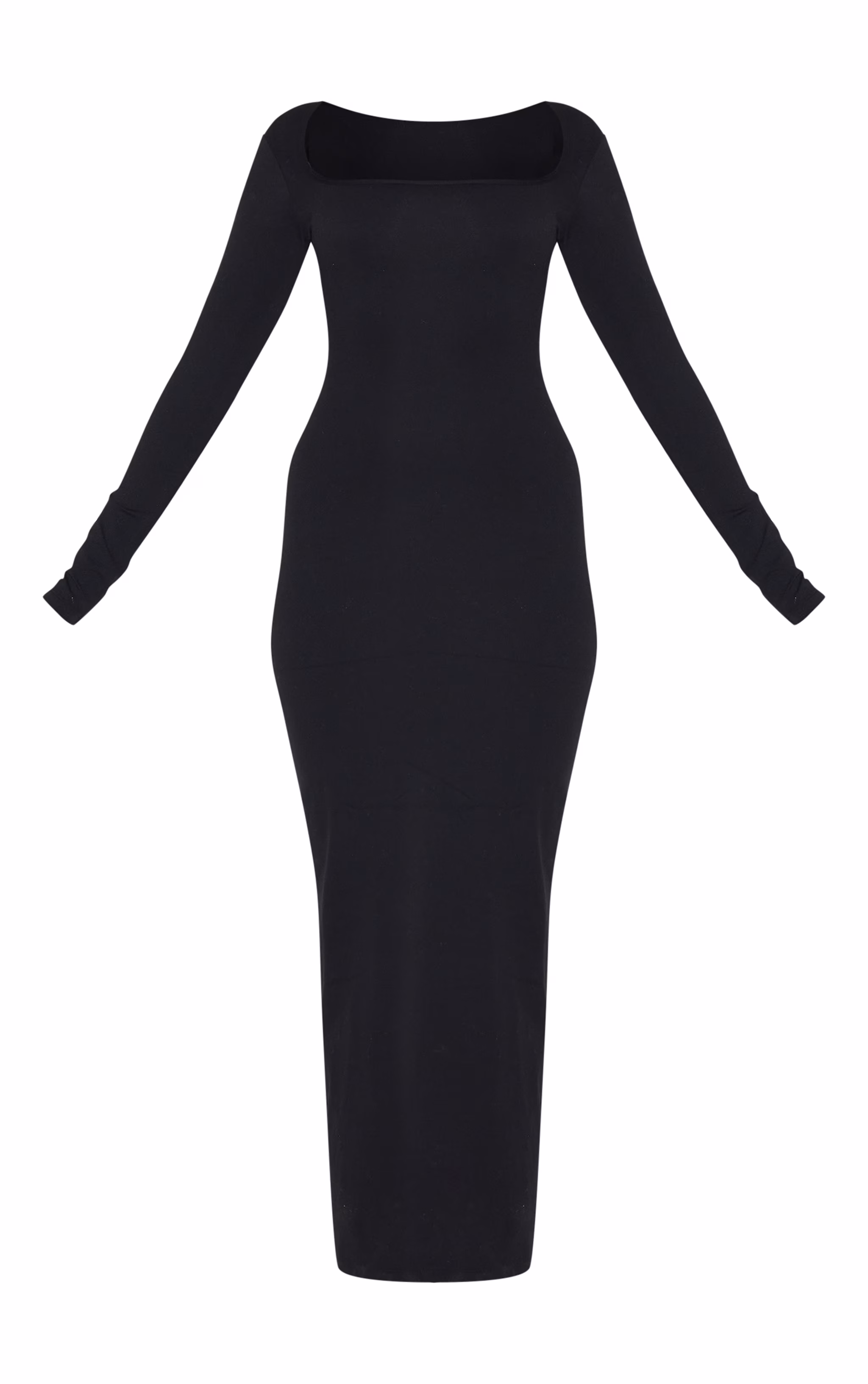 Black Snatched Sculpt Square Neck Midaxi Dress