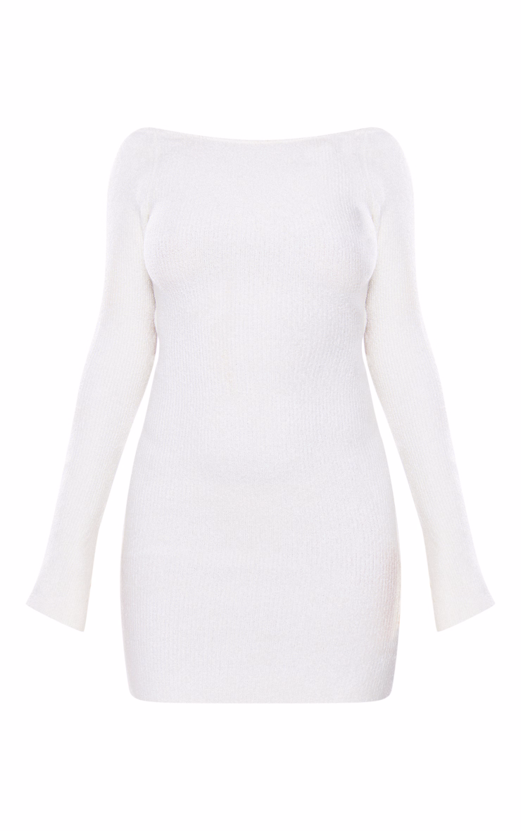 Petite Cream Lace-up Open Back Knitted Mini Dress