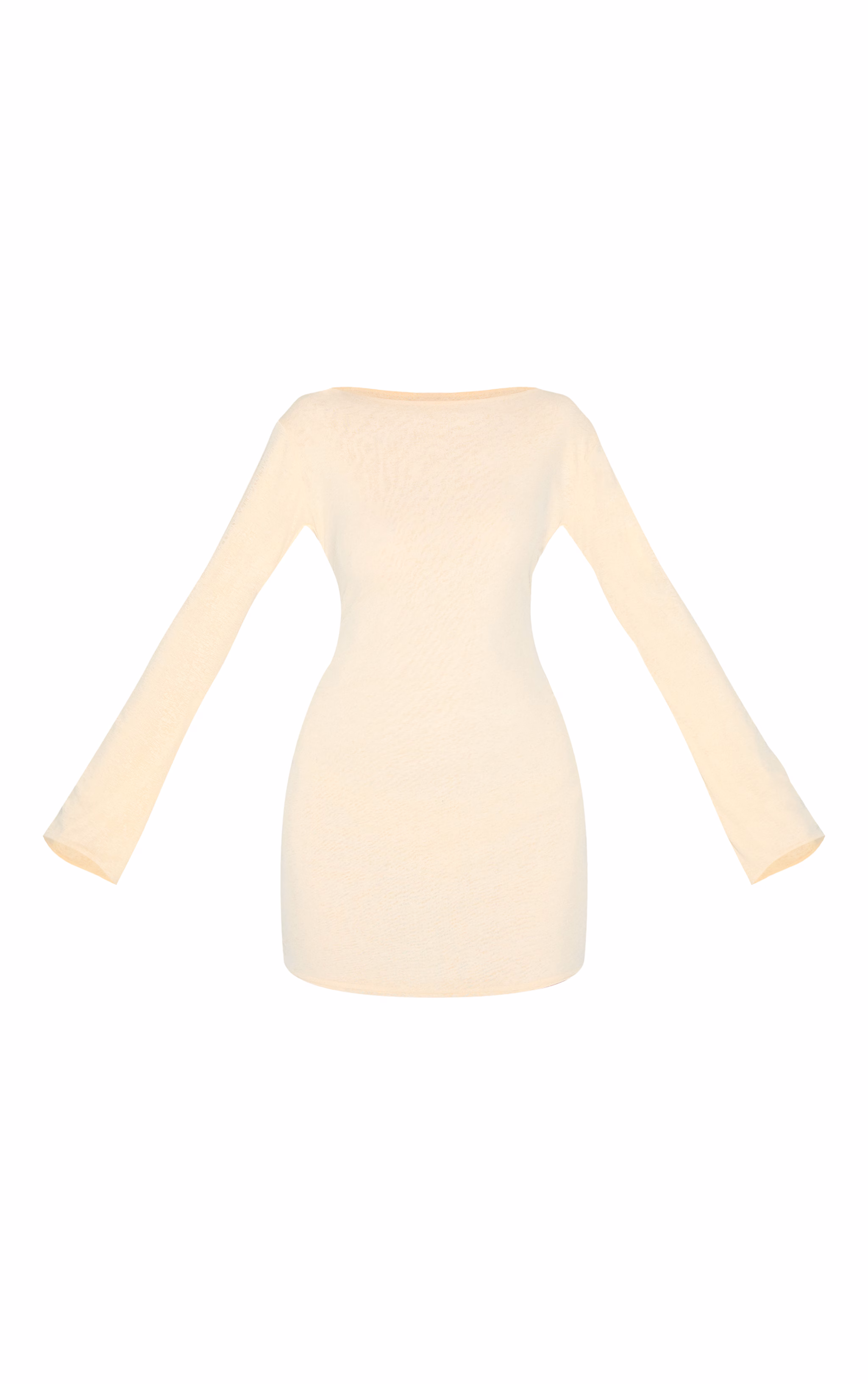 Almond Onion Skin Boat Neck Flute Sleeve Mini Dress