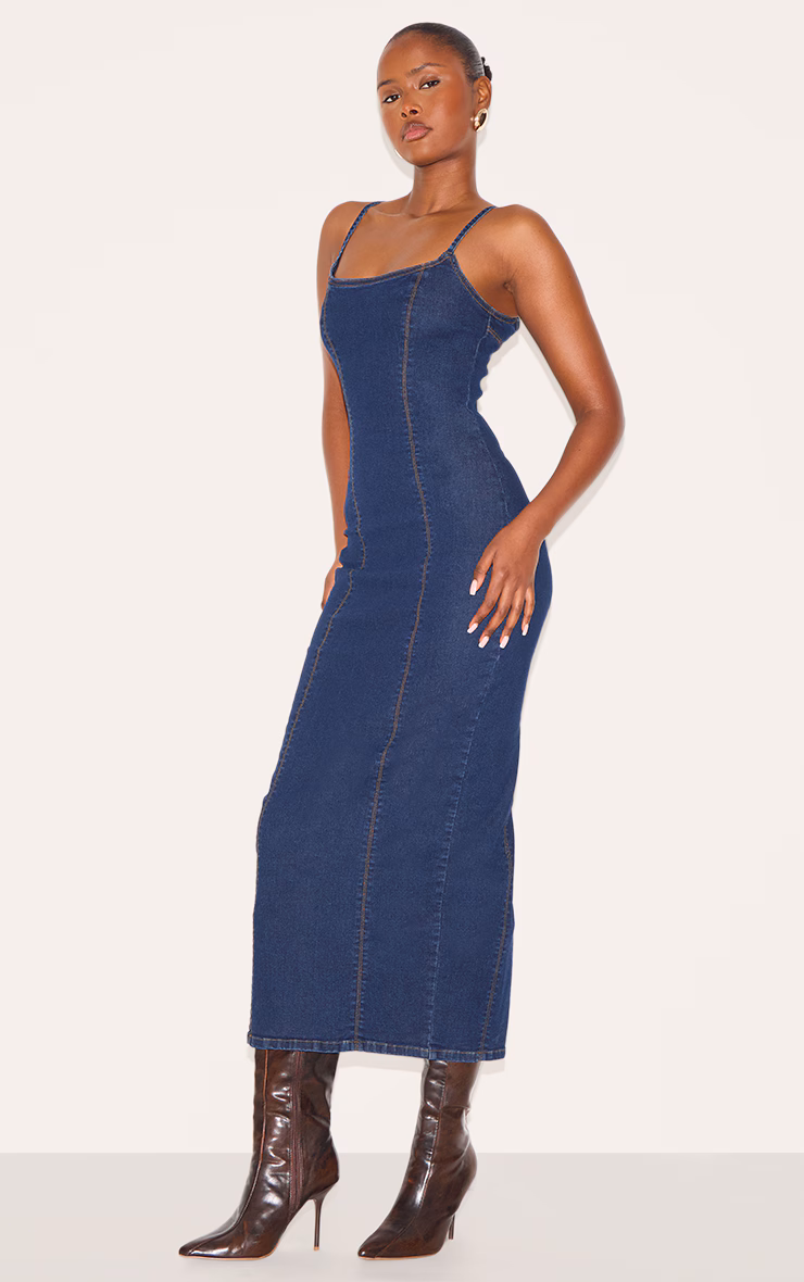 Indigo Cami Strap Denim Midaxi Dress