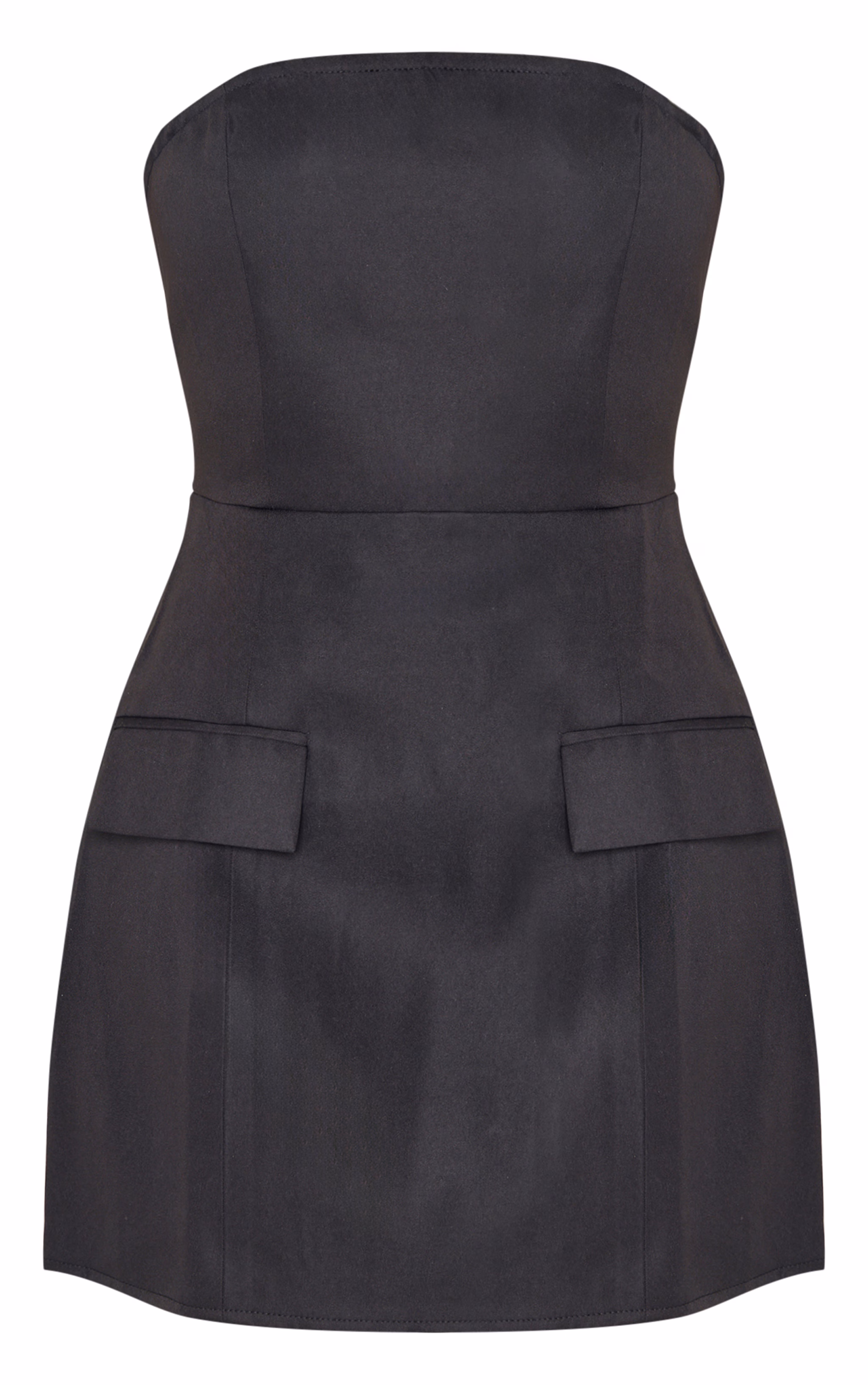 Black Bandeau Pocket Detail Shift Dress