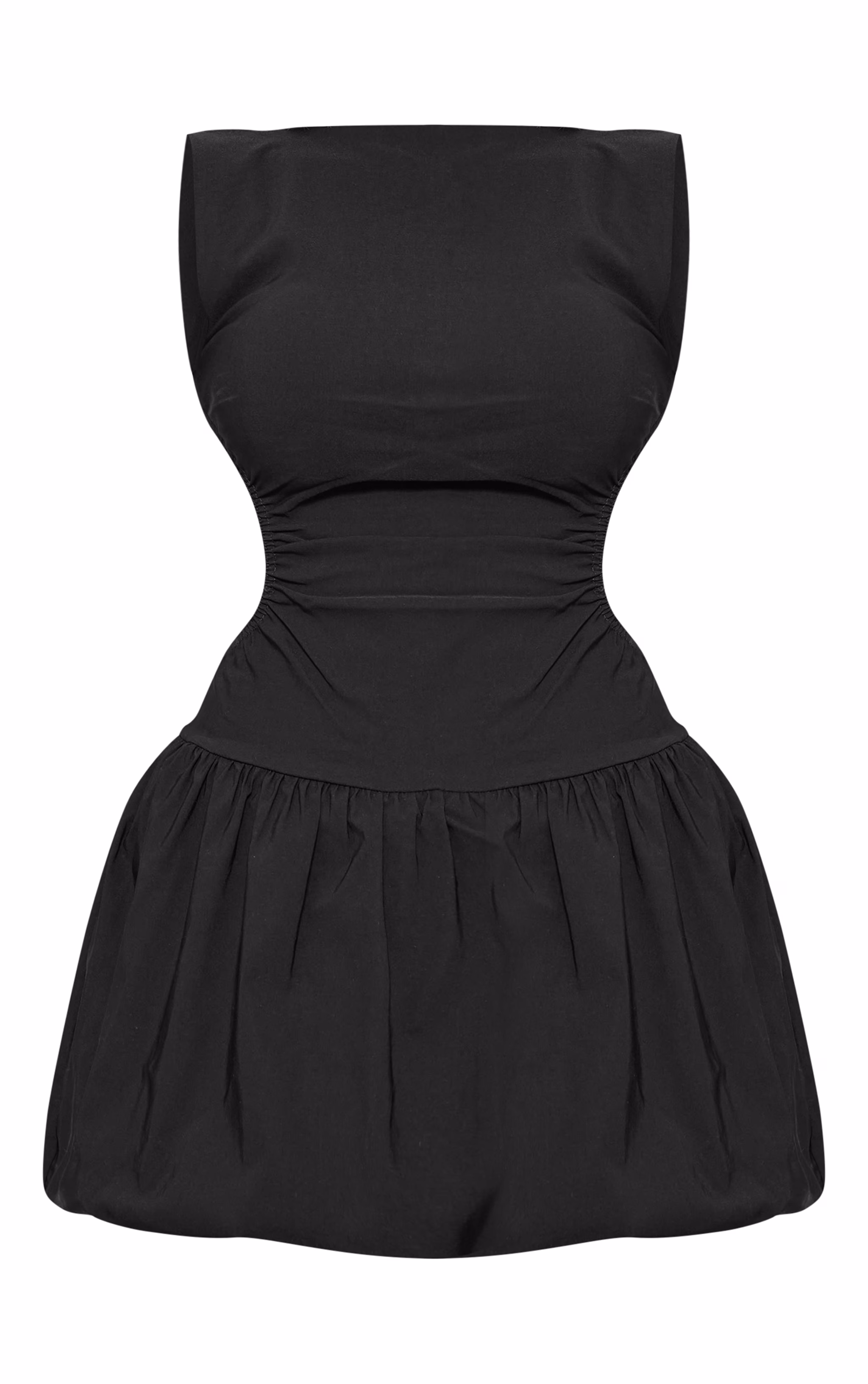 Black Stretch Woven Cut Out Backless Shift Dress