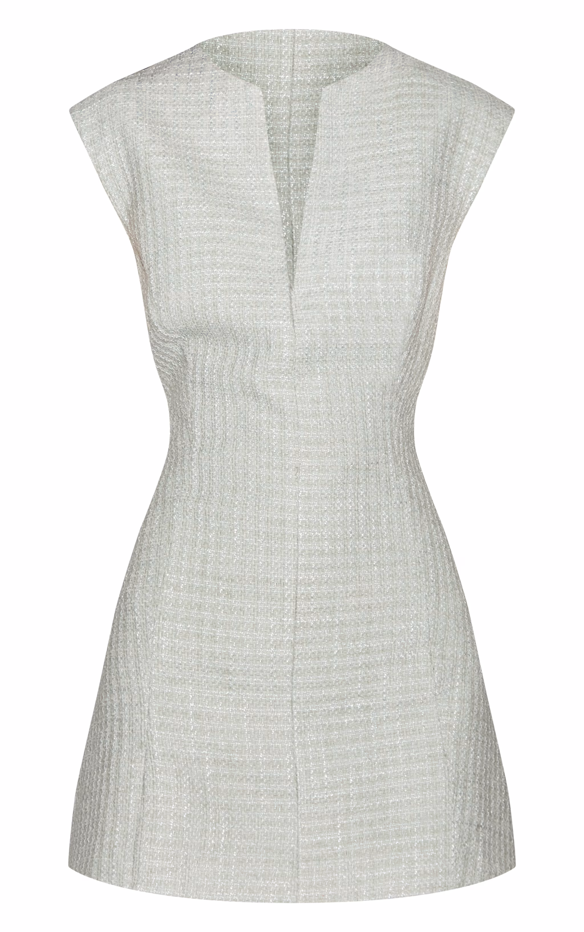 Sage Green Boucle V Neck Shift Dress