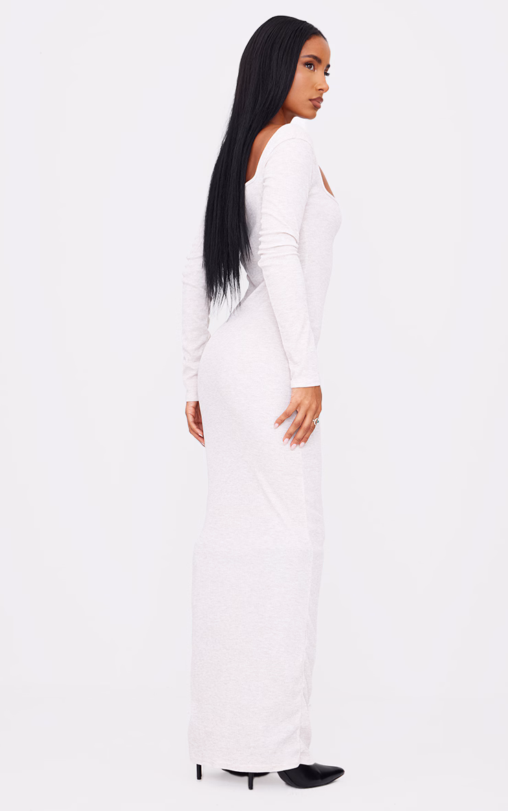 Stone Heavy Ribbed Square Neck Maxi Dress