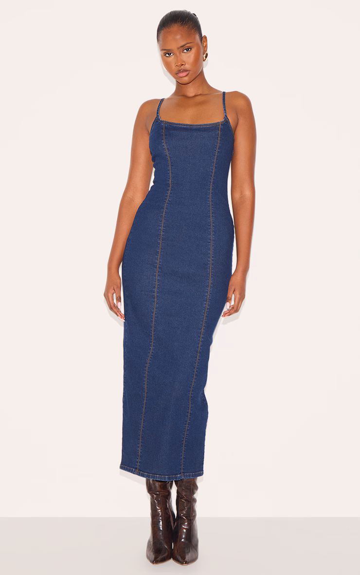 Indigo Cami Strap Denim Midaxi Dress