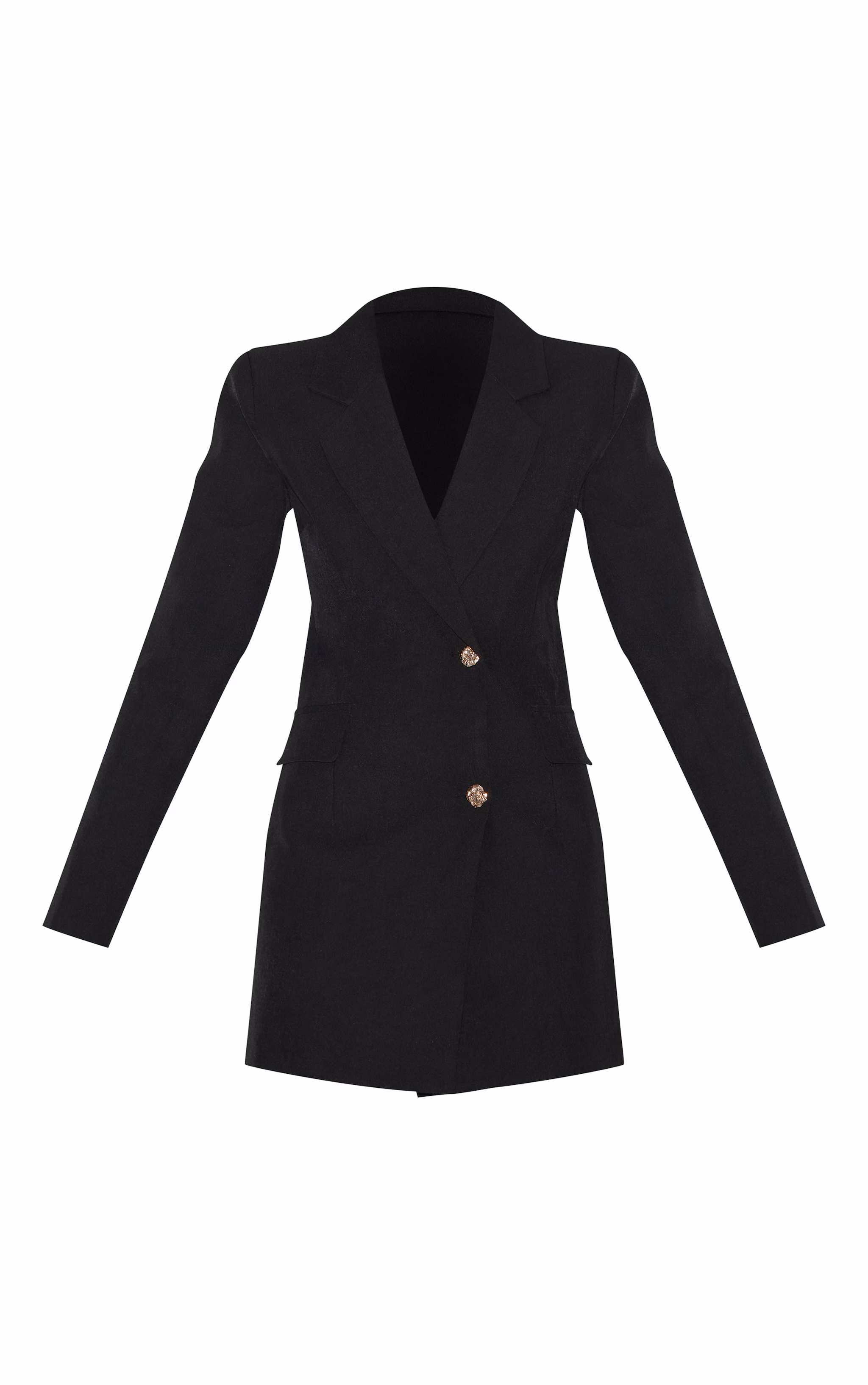 Black Tailored Gold Button Blazer Dress