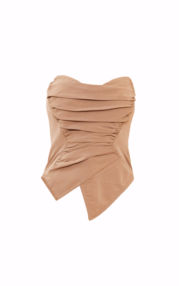 Taupe Ruch Pointed Corset Bandeau Jumpsuit
