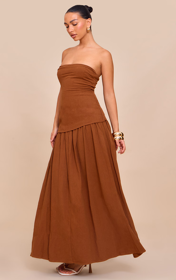 Chestnut Bandeau Long Line Maxi Dress