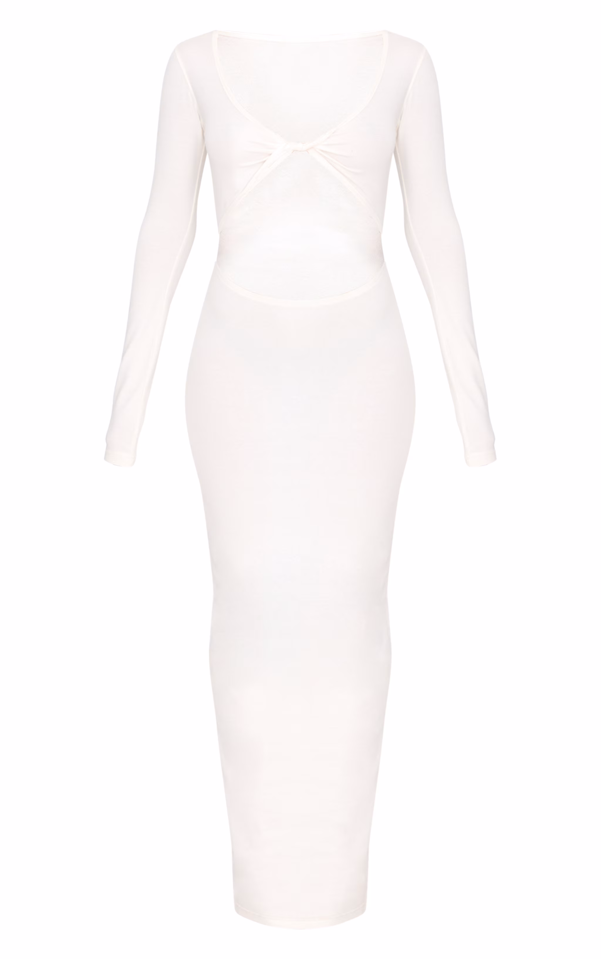 Cream Cotton Twist Cut Out Long Sleeve Midaxi Dress