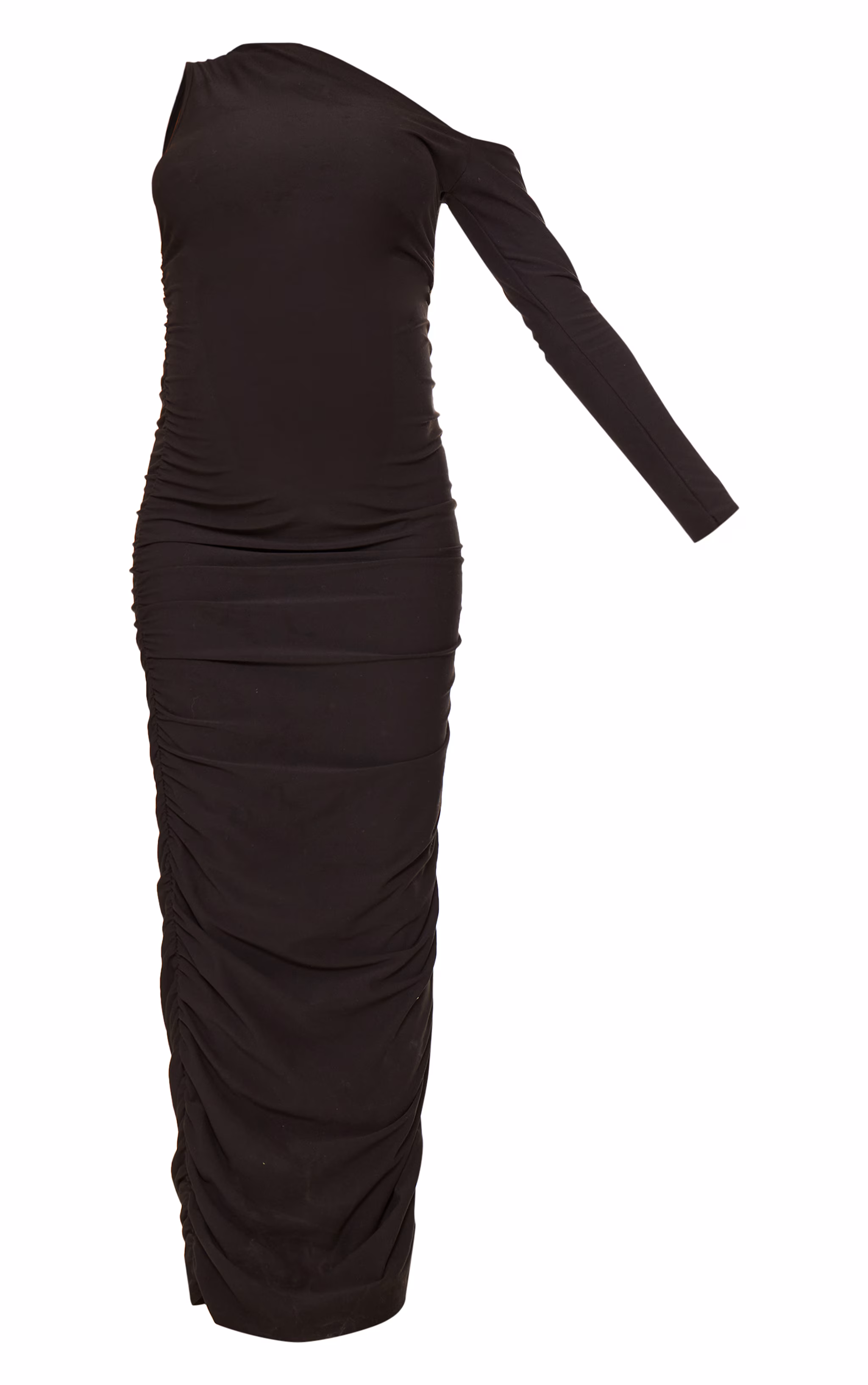 Maternity Black Soft Touch One Shoulder Ruched Maxi Dress