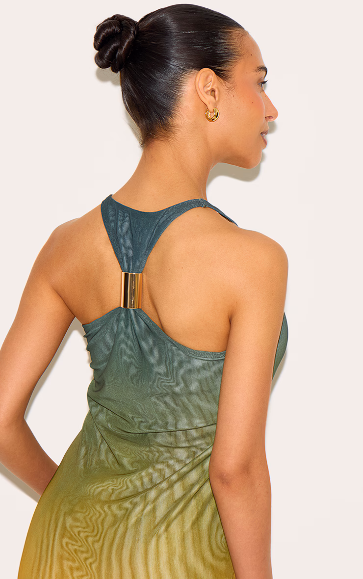 Petite Multi Ombre Lined Mesh Trim Detail Maxi Dress