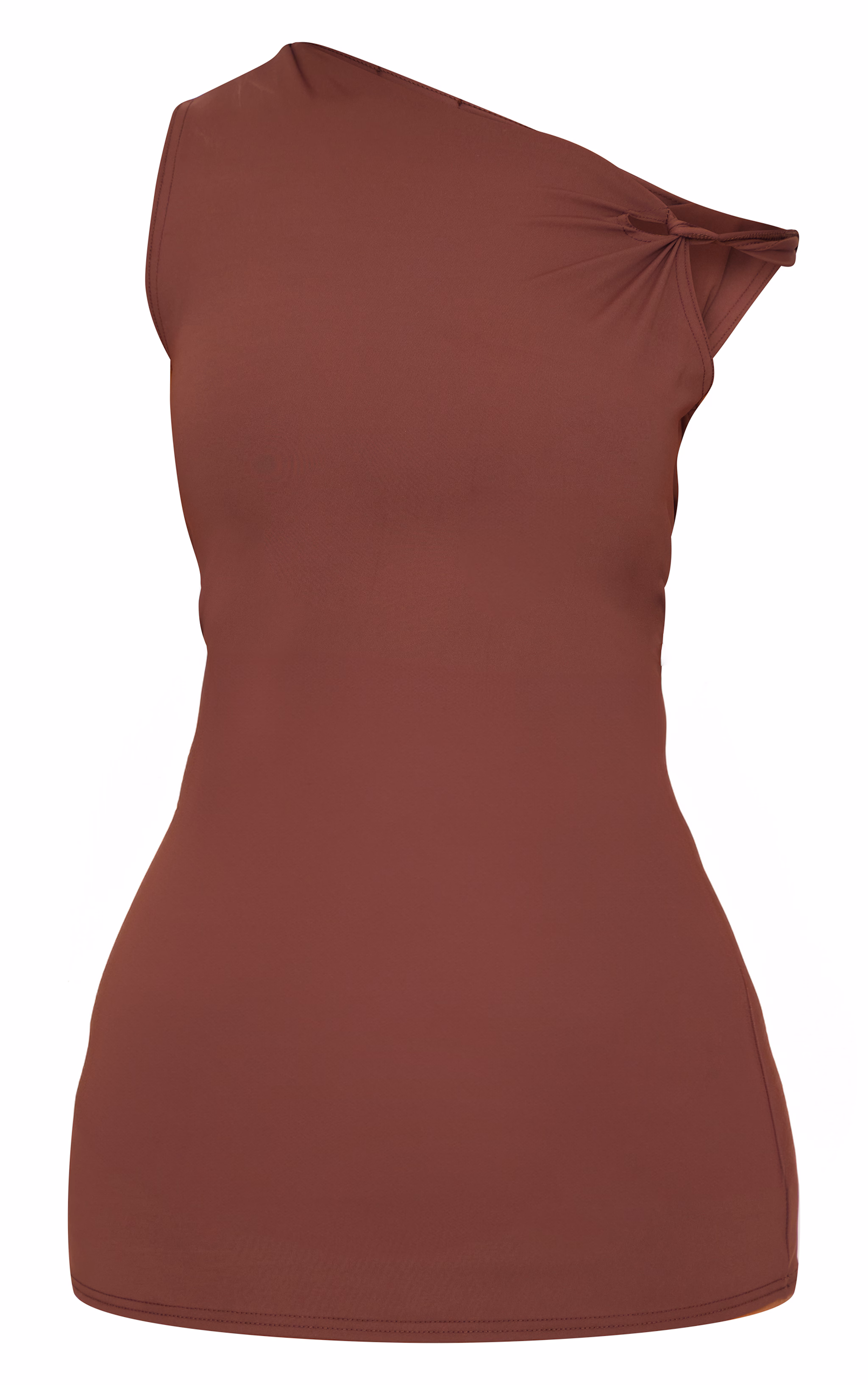Plus Chocolate Contour Sleeveless Knot Detail Mini Dress