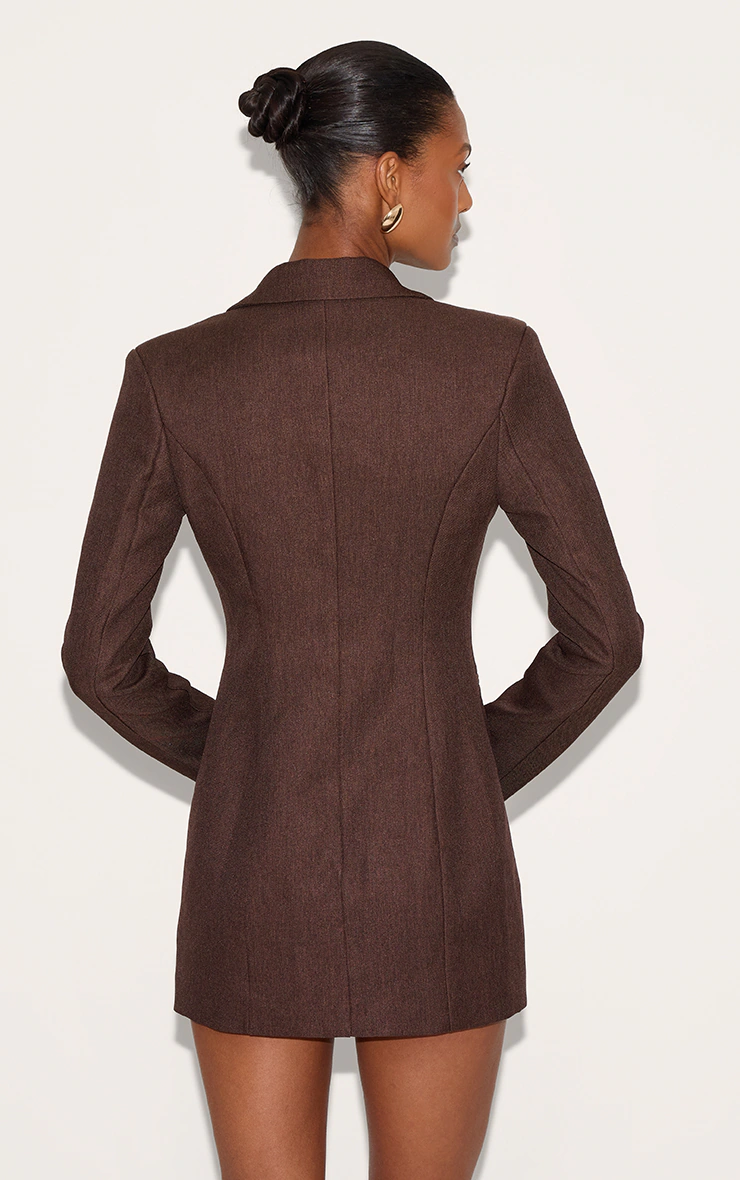 Dark Chocolate Asymmetric Tailored Blazer Dress