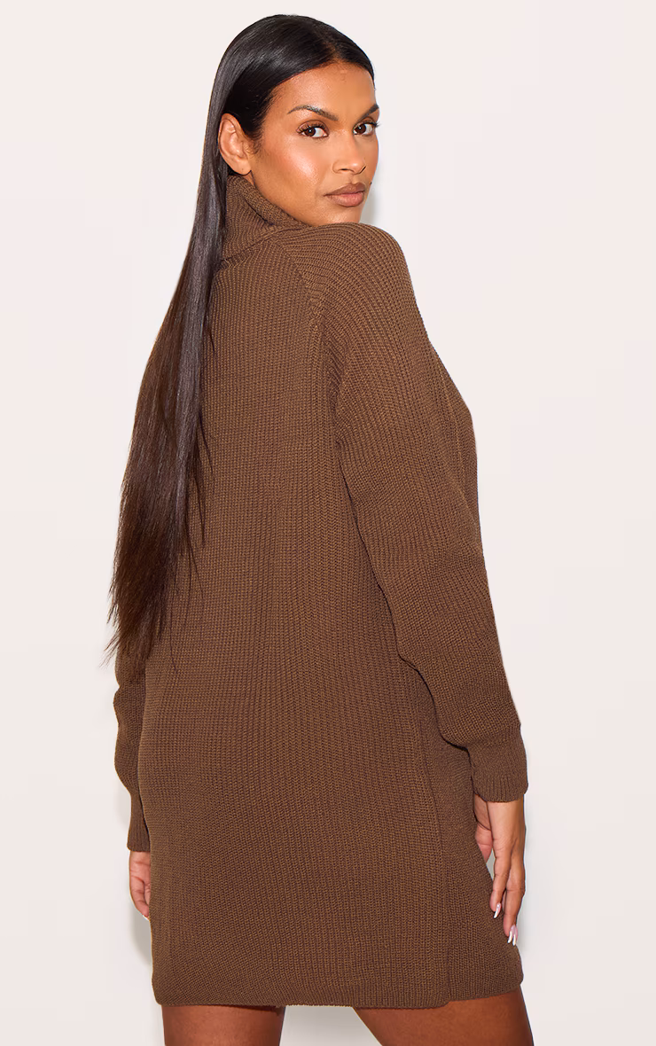 Maternity Taupe Oversized High Neck Sweater Dress