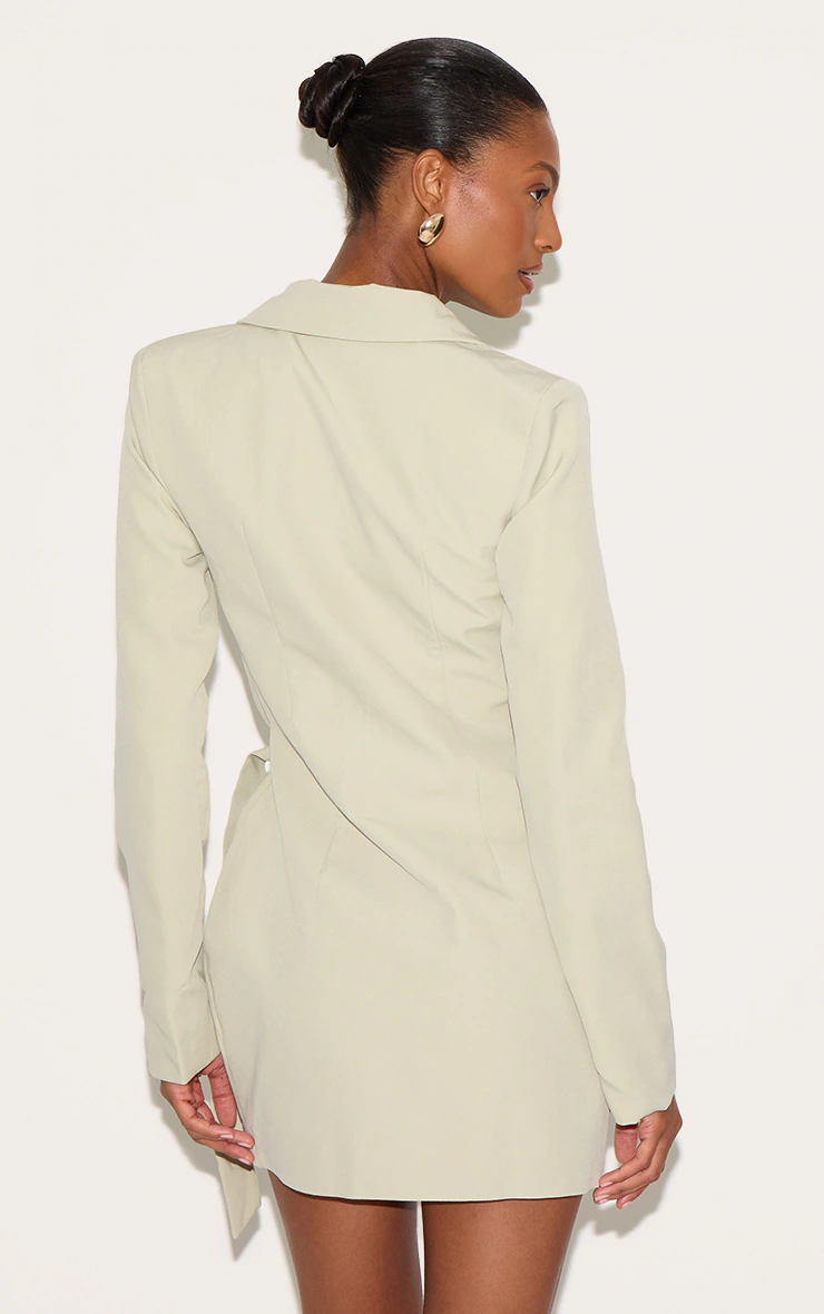Sage Plunge Tie Side Blazer Dress