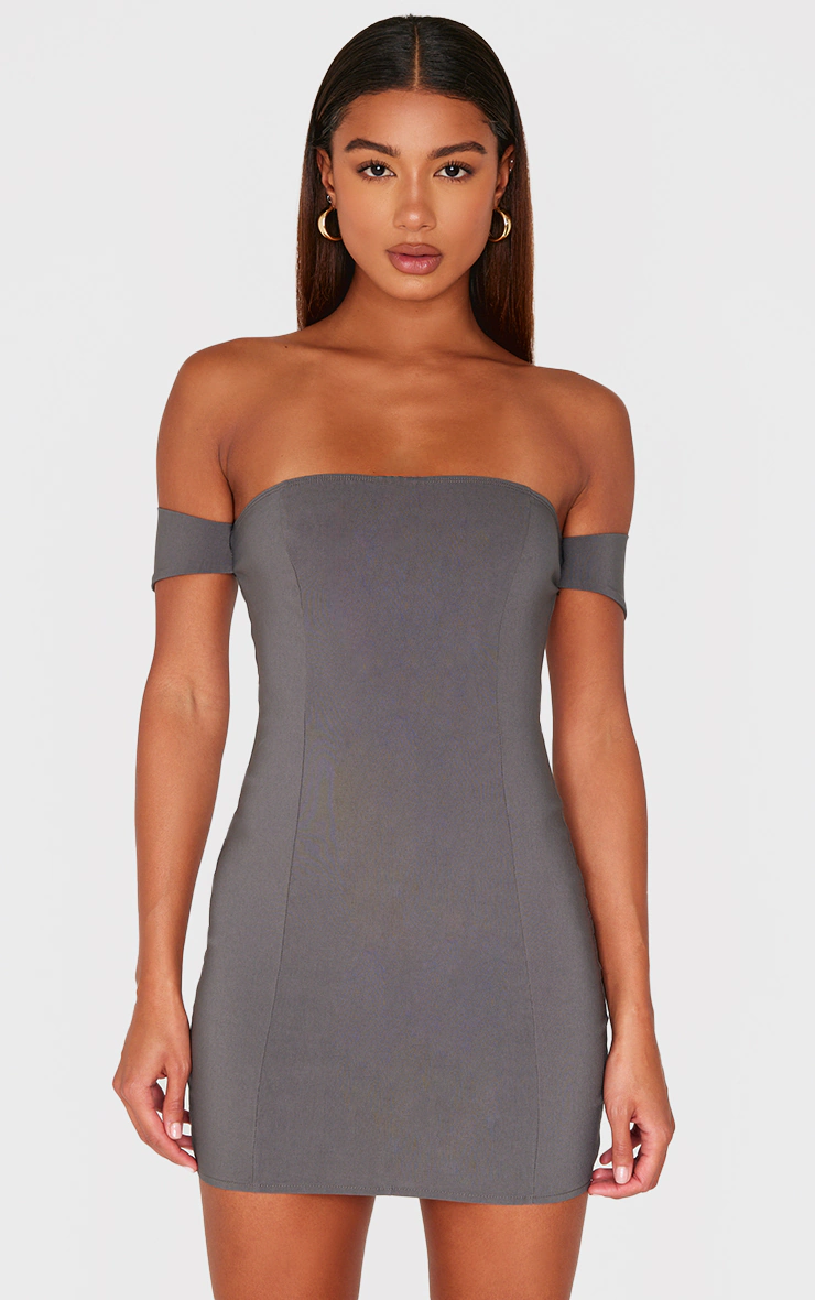 Charcoal Bardot Bengaline Bodycon Dress