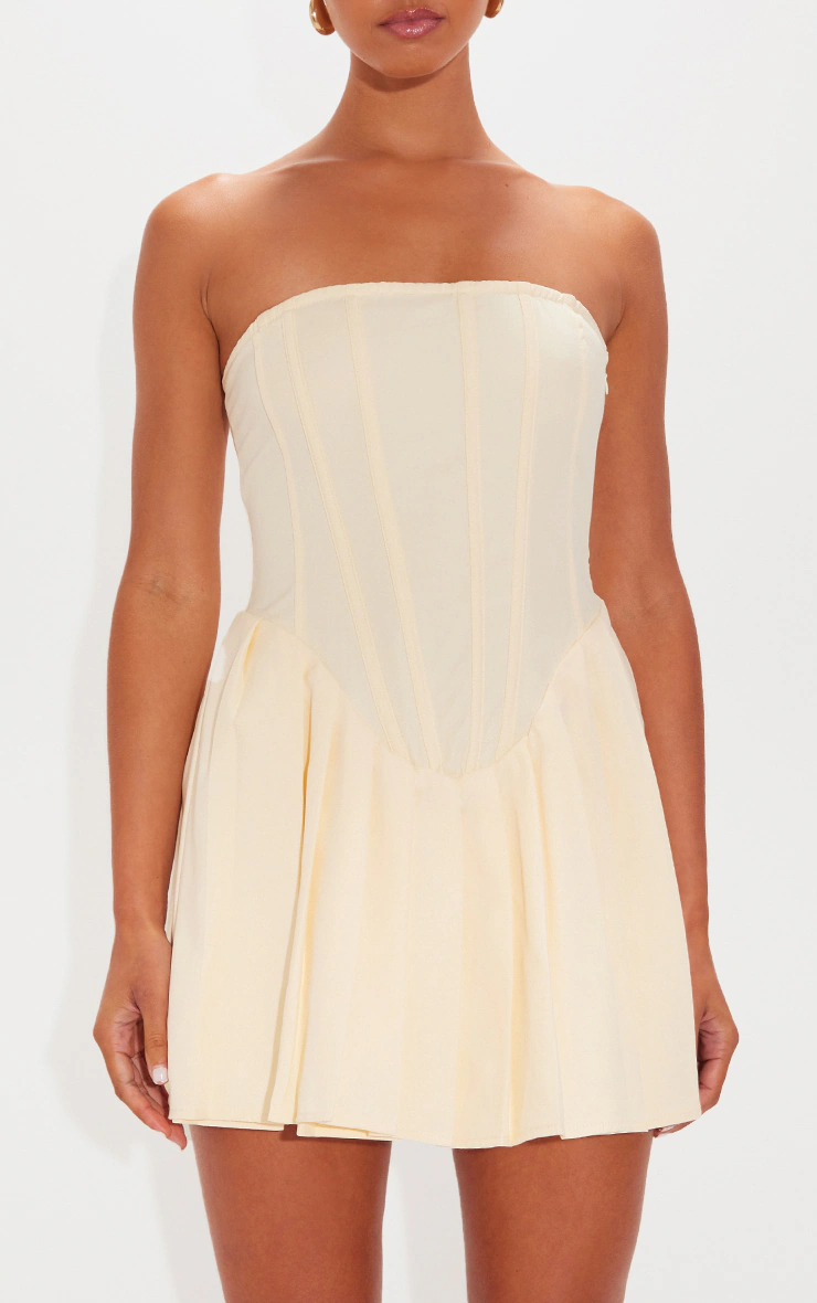 Cream Woven Bandeau Corset Shift Dress