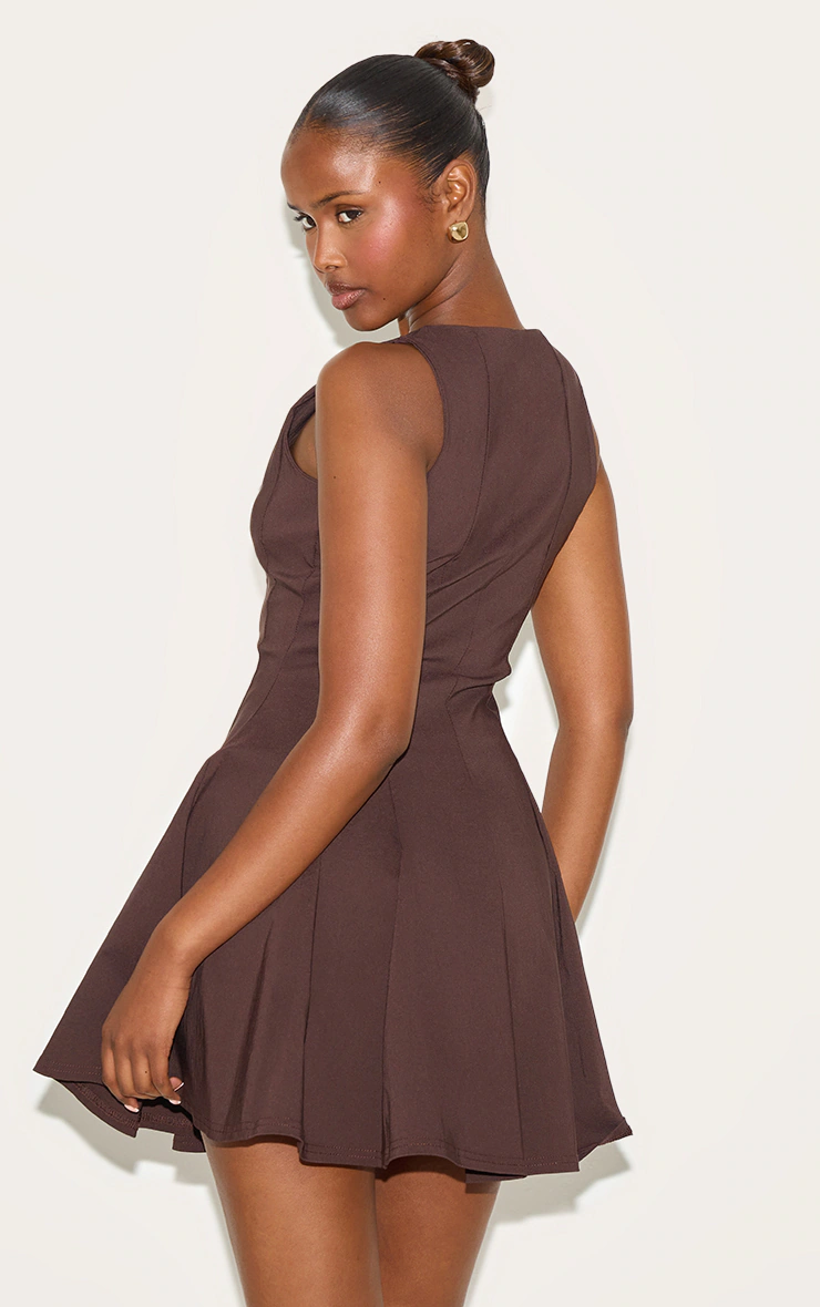 Chocolate Tie Bow Detail Shift Dress