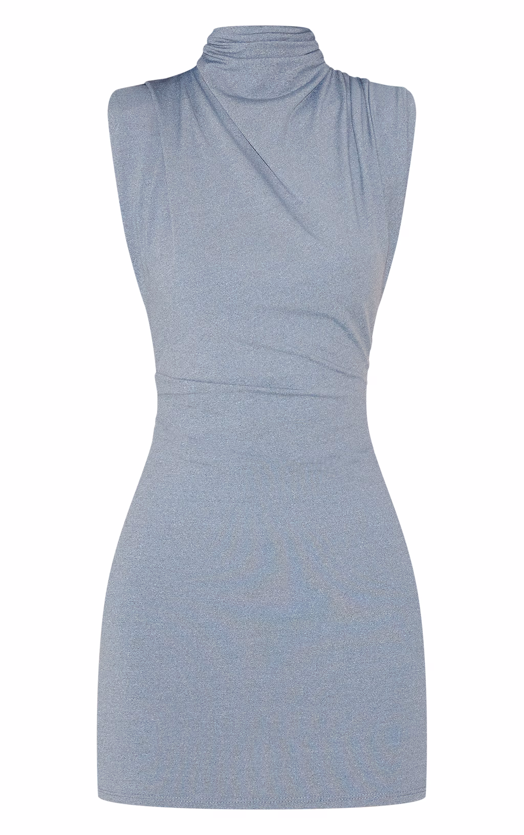Grey Shoulder Pad Sleeveless Bodycon Dress